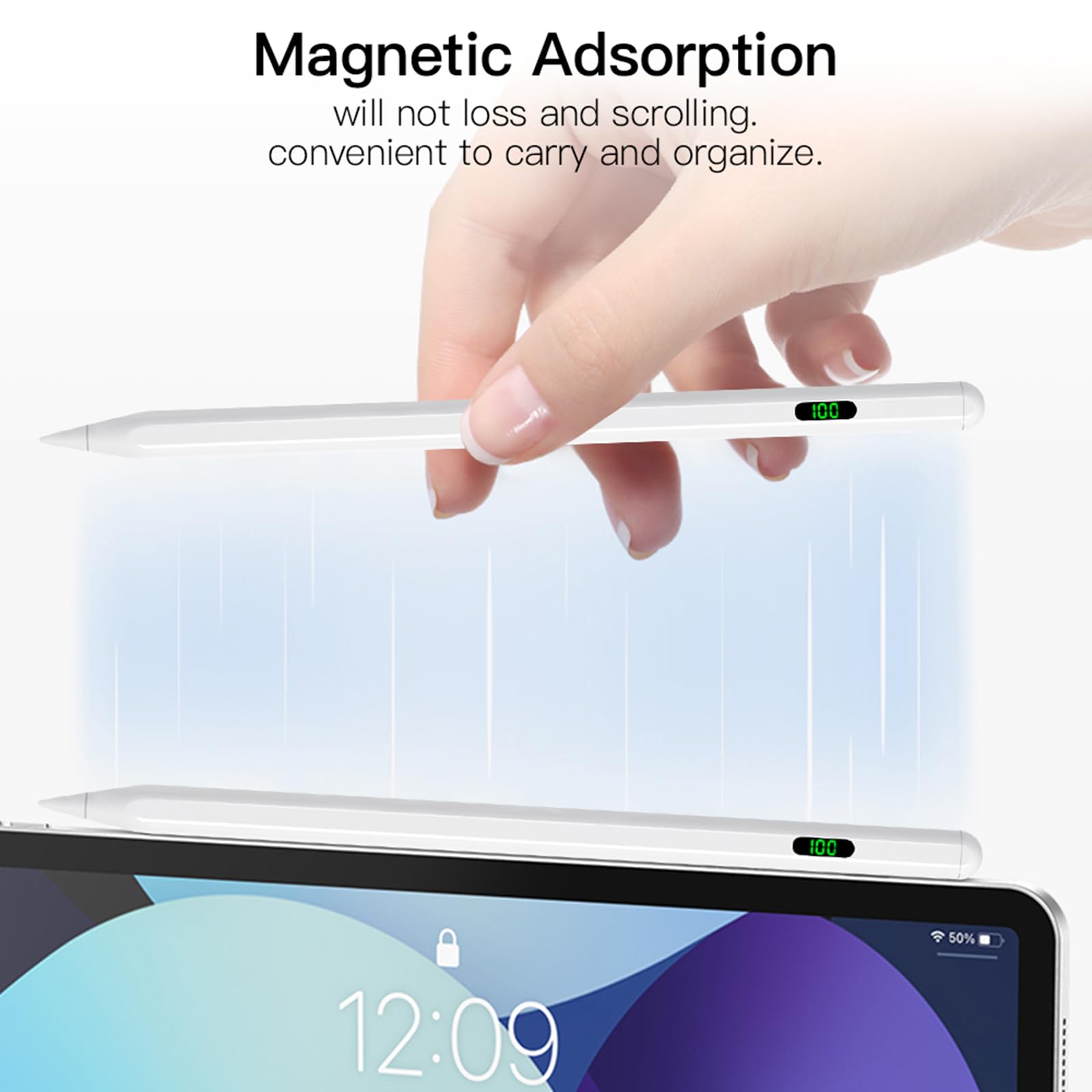 Fast Charging Stylus Pen for iPad (2018-2024) - Compatible with iPad 6th-10th Gen, Air 3-5, Mini 5/6 & Pro 11