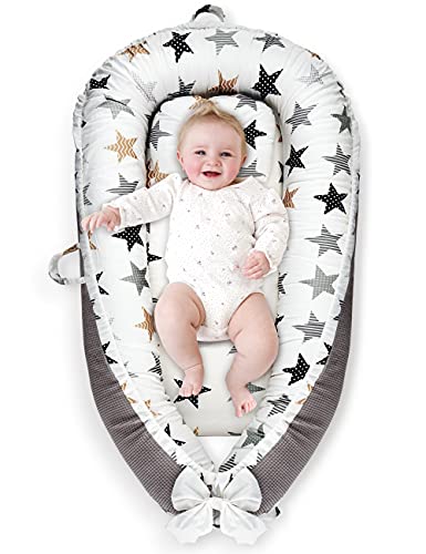 GIEFRNE Baby Nest Cover & Lounger - Soft Bassinet Mattress for Newborns 0-12 Months | Portable Infant Floor Seat & Co-Sleeping Solution | Perfect for Nursery, Travel & Baby Registry (Brown)