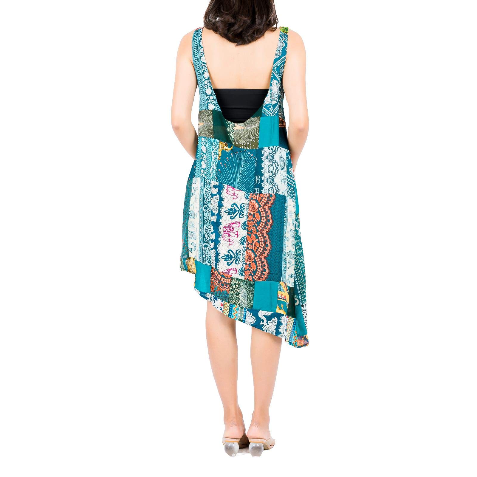 LOFBAZ Women's Patch Tunic Summer Dress - Casual Sleeveless Beach Cover Up | Perfect for Beach Vacations, Pool Parties & Summer Outings