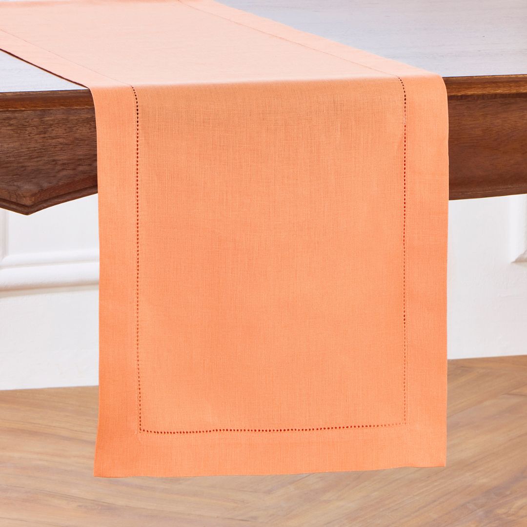 Elegant Classic Hemstitch Table Runner - White Linen Dining Table Decor for Weddings, Holidays & Home Decor
