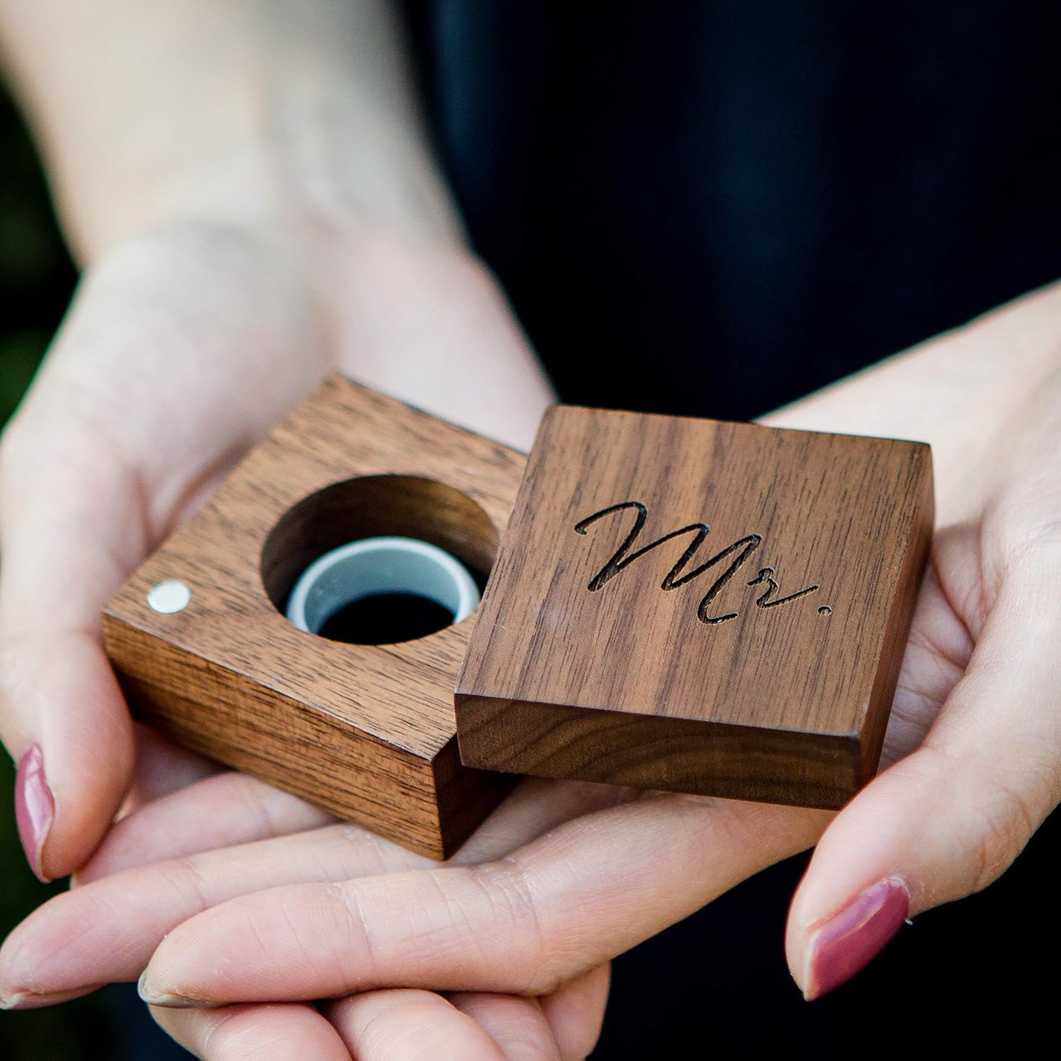 Engraved Wooden Ring Box for Wedding Ceremony - Mr Ring Box with Personalization - Perfect Ring Bearer Box & Anniversary Gift for Husband - Great for Proposals, Vow Renewals, and Special Occasions