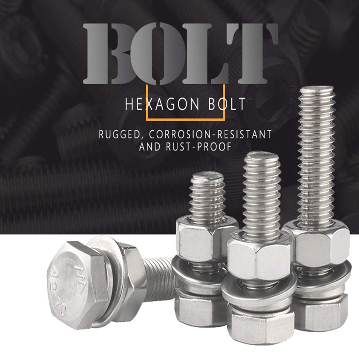 1/4-20x1 Stainless Steel Hex Screws & Nuts Kit (10 Sets) - for DIY & Repairs