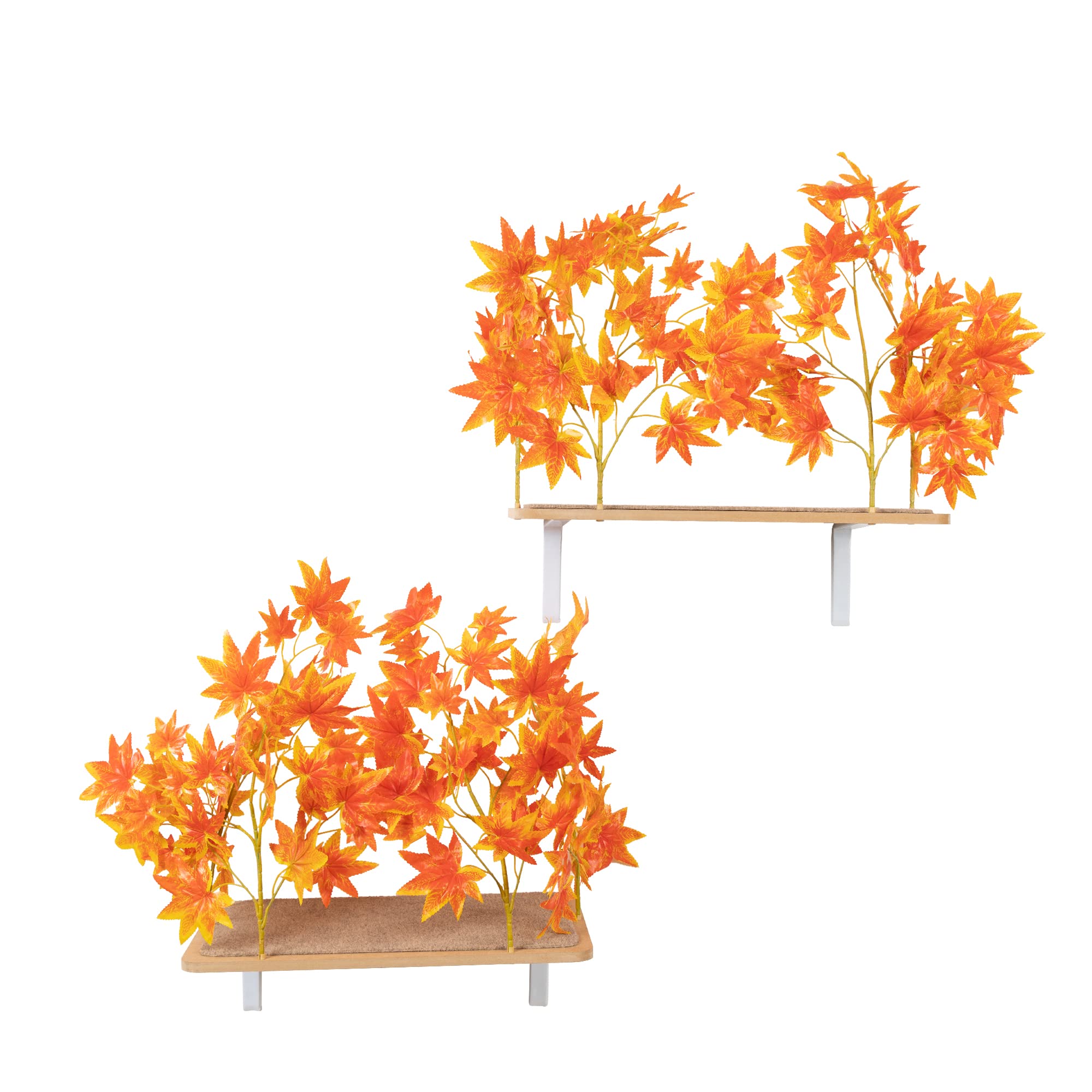 On2Pets Wall-Mounted Cat Shelves Set of 2 - USA Made Cat Climbing Furniture for Indoor Cats, Play & Relaxation | Orange Blaze Rectangle Cat Perches for Small Spaces & Multi-Cat Homes
