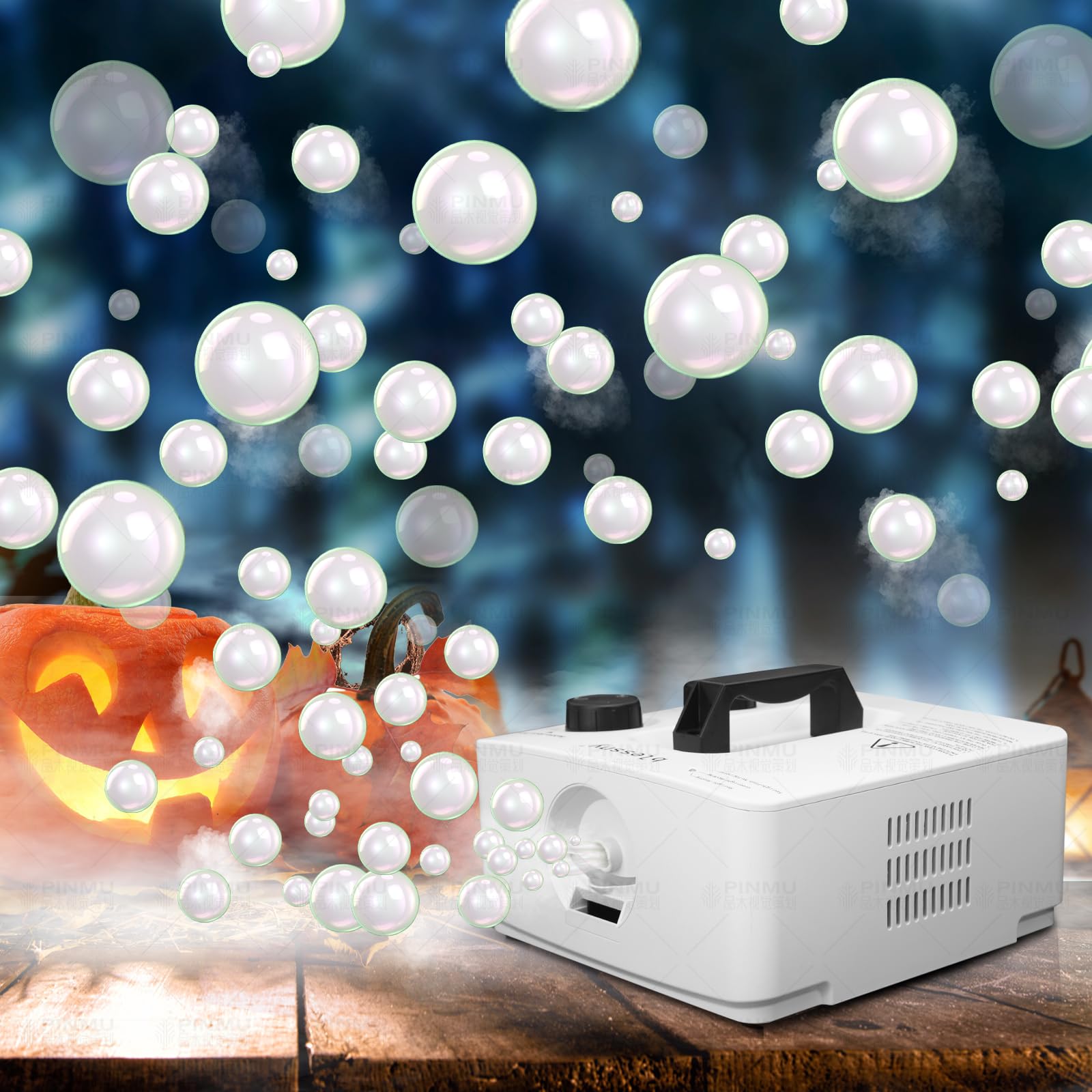 Professional 2-in-1 Fog Bubble Machine - 8000+ Fog Filled Bubbles Per Minute, 250W White Smoke Bubble Maker for Stage Shows, Halloween, Christmas, Wedding & Birthday Parties - Perfect for Indoor/Outdoor Events, DJ Performances, and Themed Celebrations