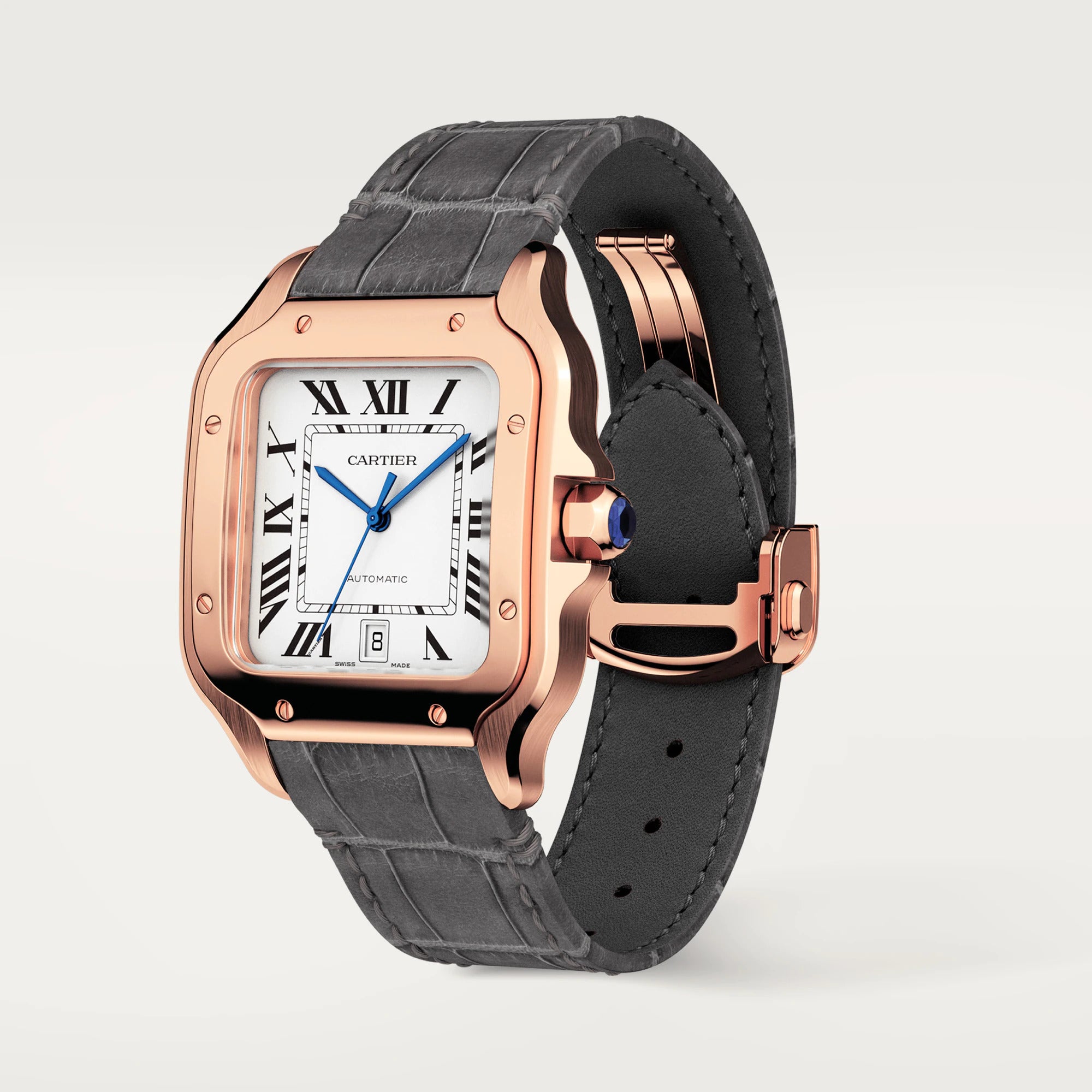Cartier Santos 18K Rose Gold Men's Luxury Watch - Elegant Dress Watch for Business, Formal Occasions & Special Events