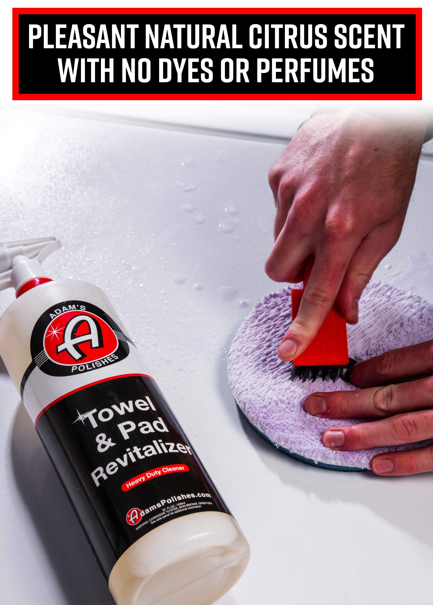 Adam's Polishes Microfiber Towel & Polishing Pad Cleaner HD 32oz - Removes Grime, Restores Softness & Prevents Scratches - Safe for Detailing Cloths & Pads - Ideal for Car Detailing, Wax Removal & Surface Polishing