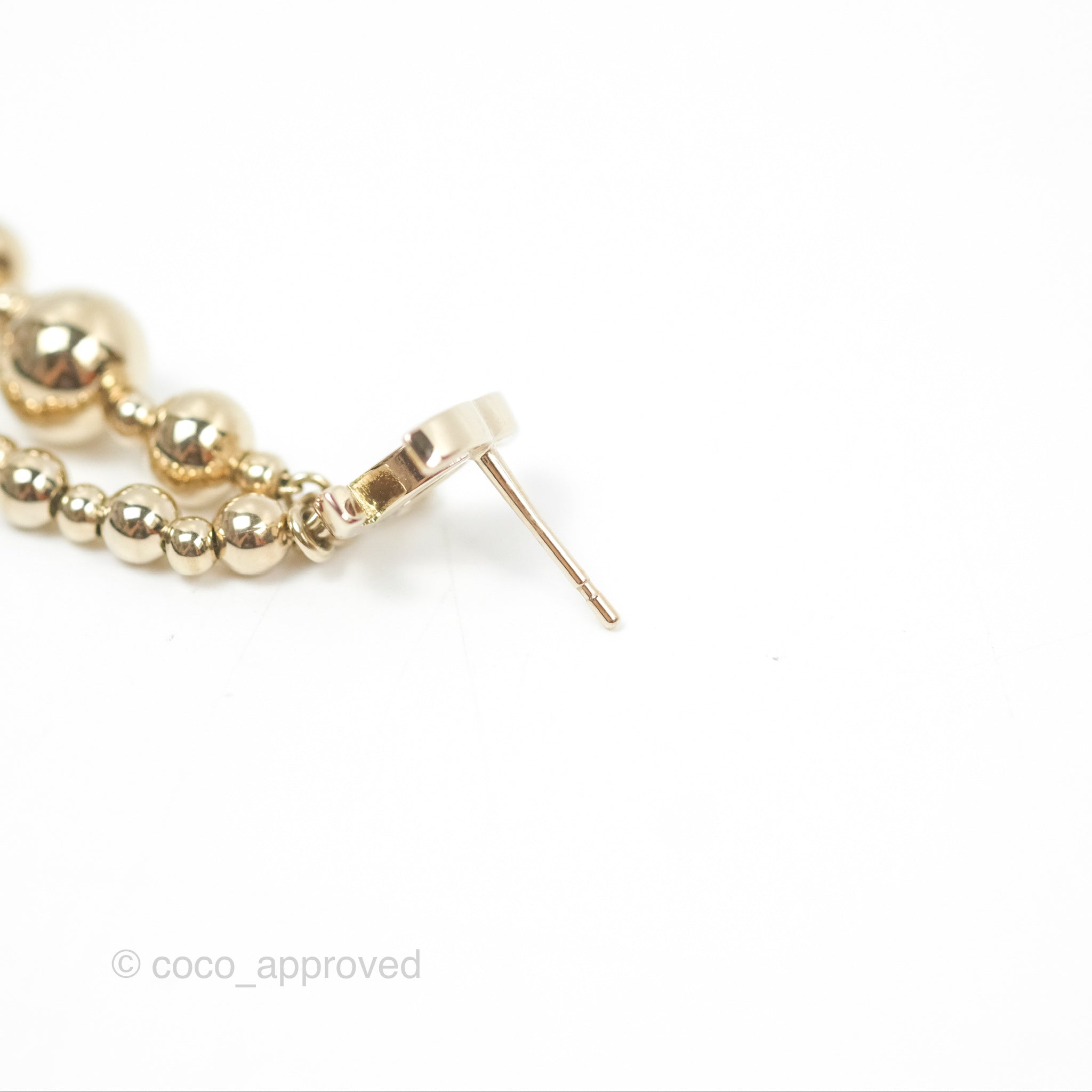 Chanel CC Bead Long Drop Earrings - Gold Tone 21S Collection | Luxury Fashion Jewelry for Women | Perfect for Parties, Weddings & Special Occasions