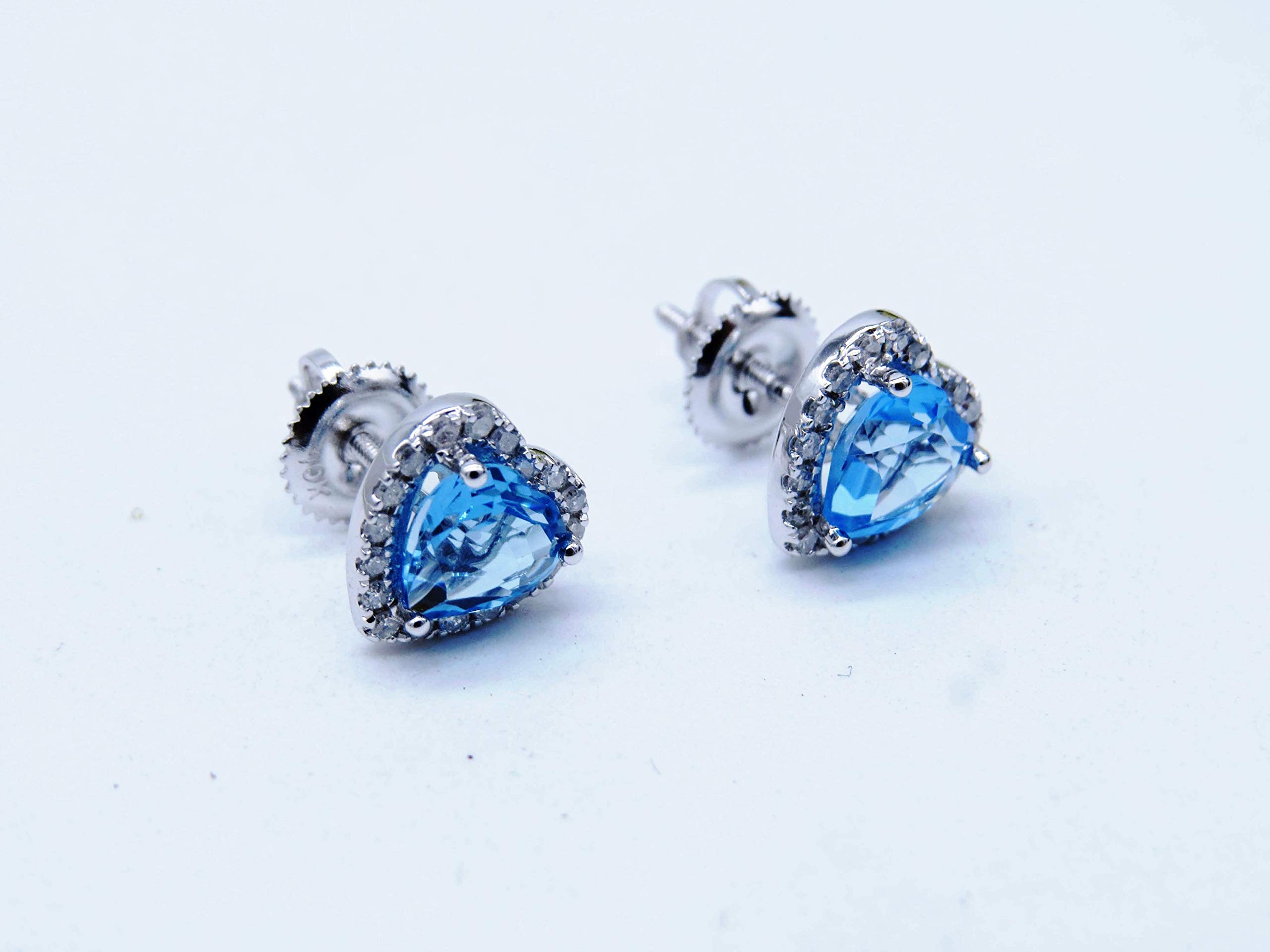 Dazzlingrock 10K Solid White Gold Heart Shaped Halo Stud Earrings for Women - Perfect for Valentine's Day Gifts, Anniversary Presents & Romantic Occasions