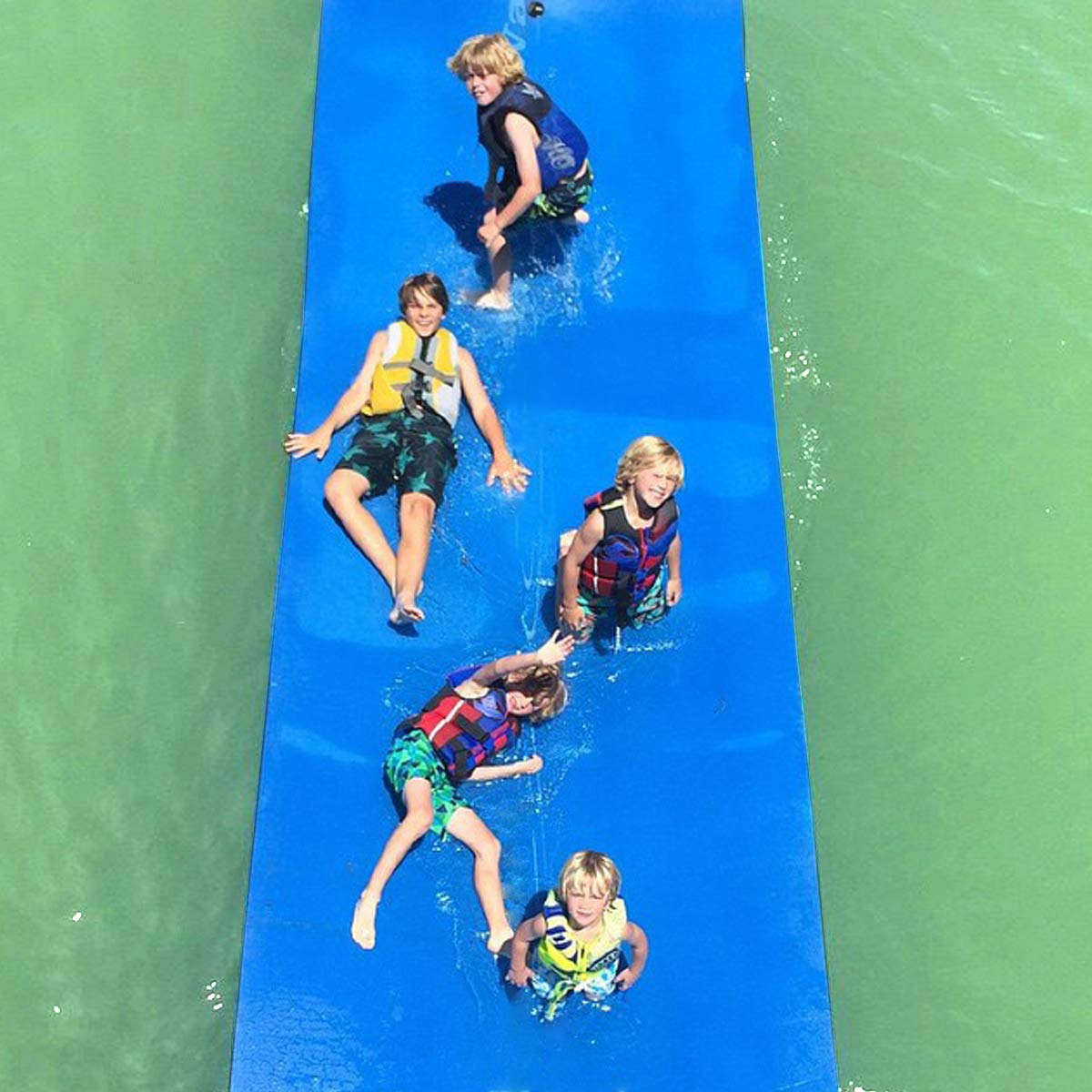 PanAme 9'/12'/18' Giant Floating Water Mat - Premium Tear-Resistant XPE Foam Pad for Pool, Beach, Lake & Ocean - Large Lily Pad for Swimming, Relaxing & Water Recreation - Supports Multiple Users (12-Blue) - Perfect for Family Fun, Summer Parties & Water Sports