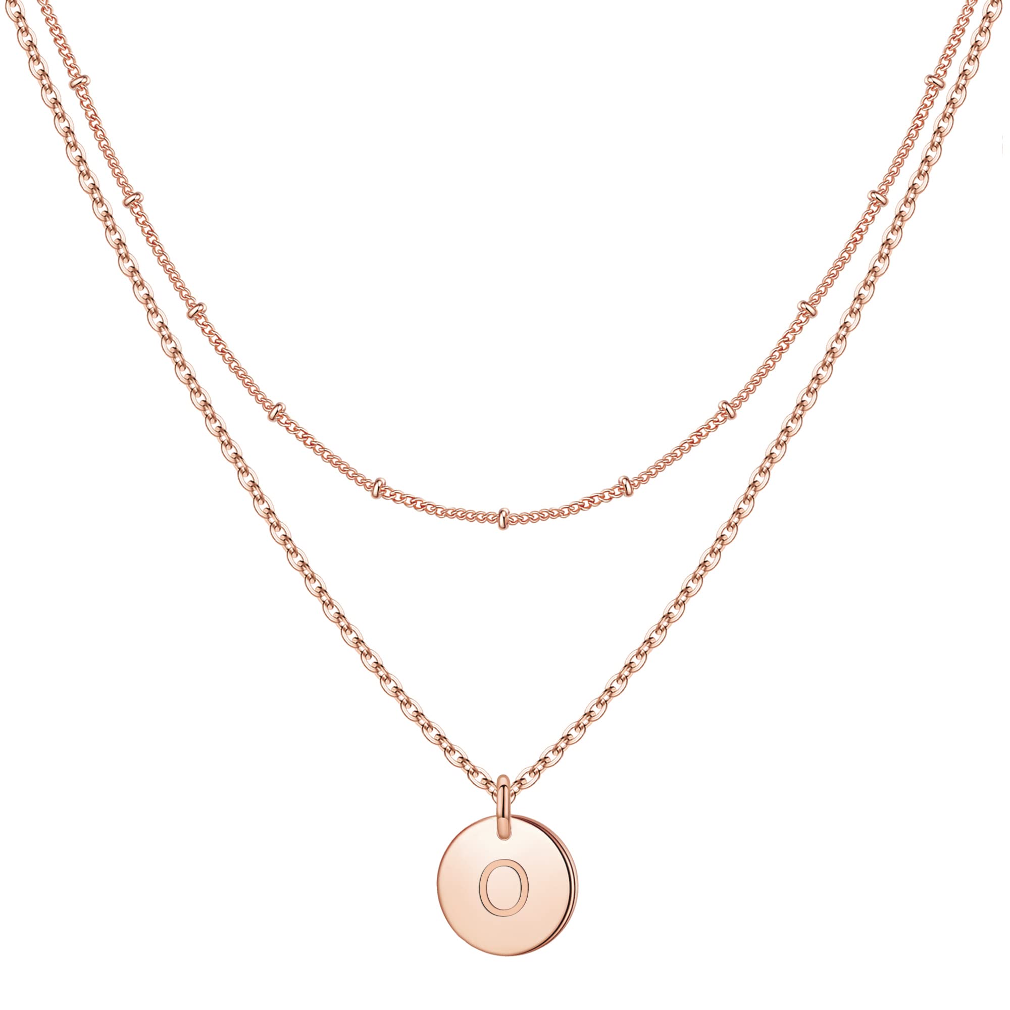 IEFWELL Personalized Initial Necklace for Women & Girls - Gold, Silver, Rose Gold Double-Sided Engraved Hammered Coin Pendant, Layered Necklace Jewelry Gift for Easter, Birthday, Graduation | Perfect for Teens, Daughters, Sisters & Best Friends