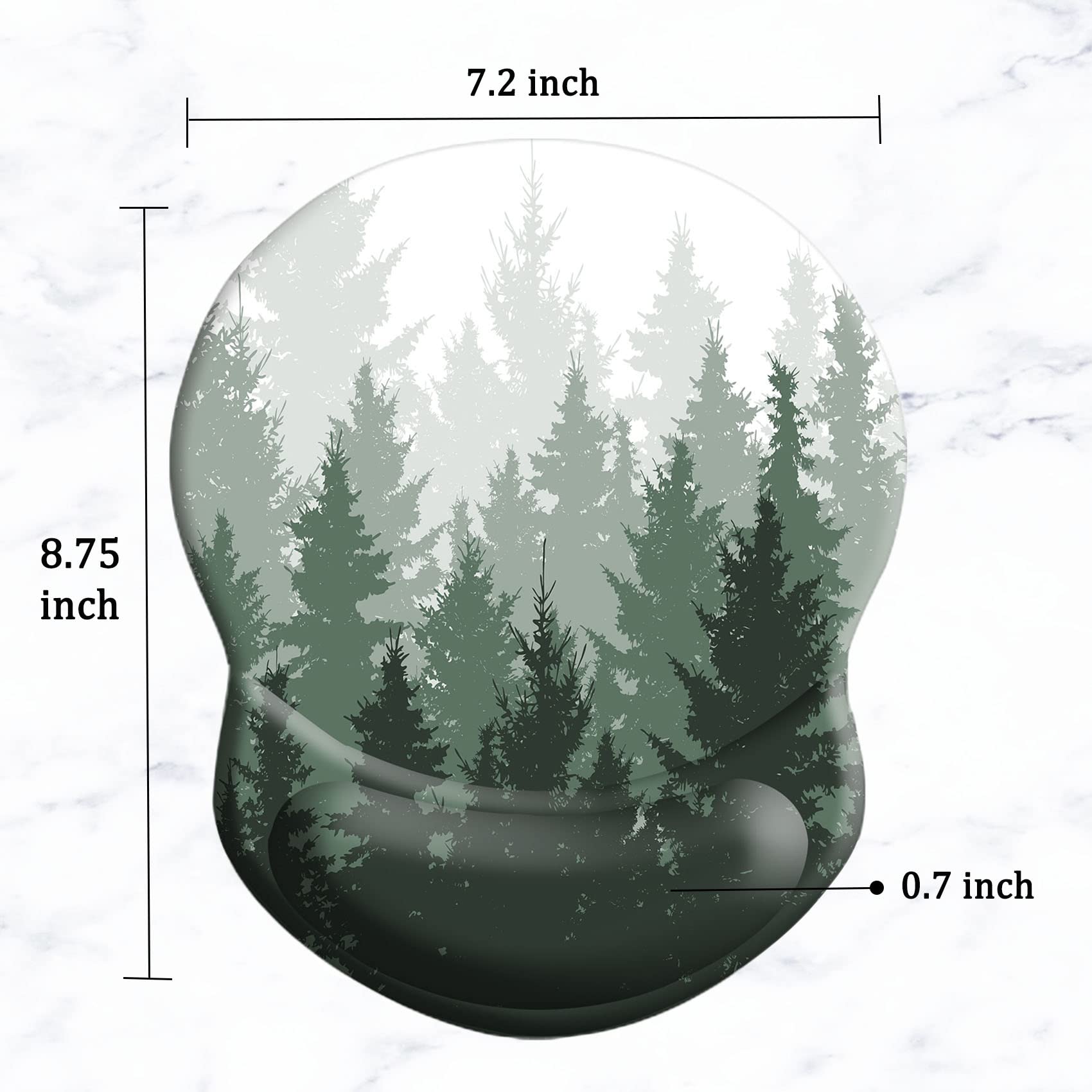 Ergonomic Mouse Pad with Wrist Support - Pain Relief, Non-Slip PU Base, Comfortable & Durable for Office, Home, Gaming - Perfect for Long Hours of Computer Work, Typing, and Online Studying (Misty Forest Design)