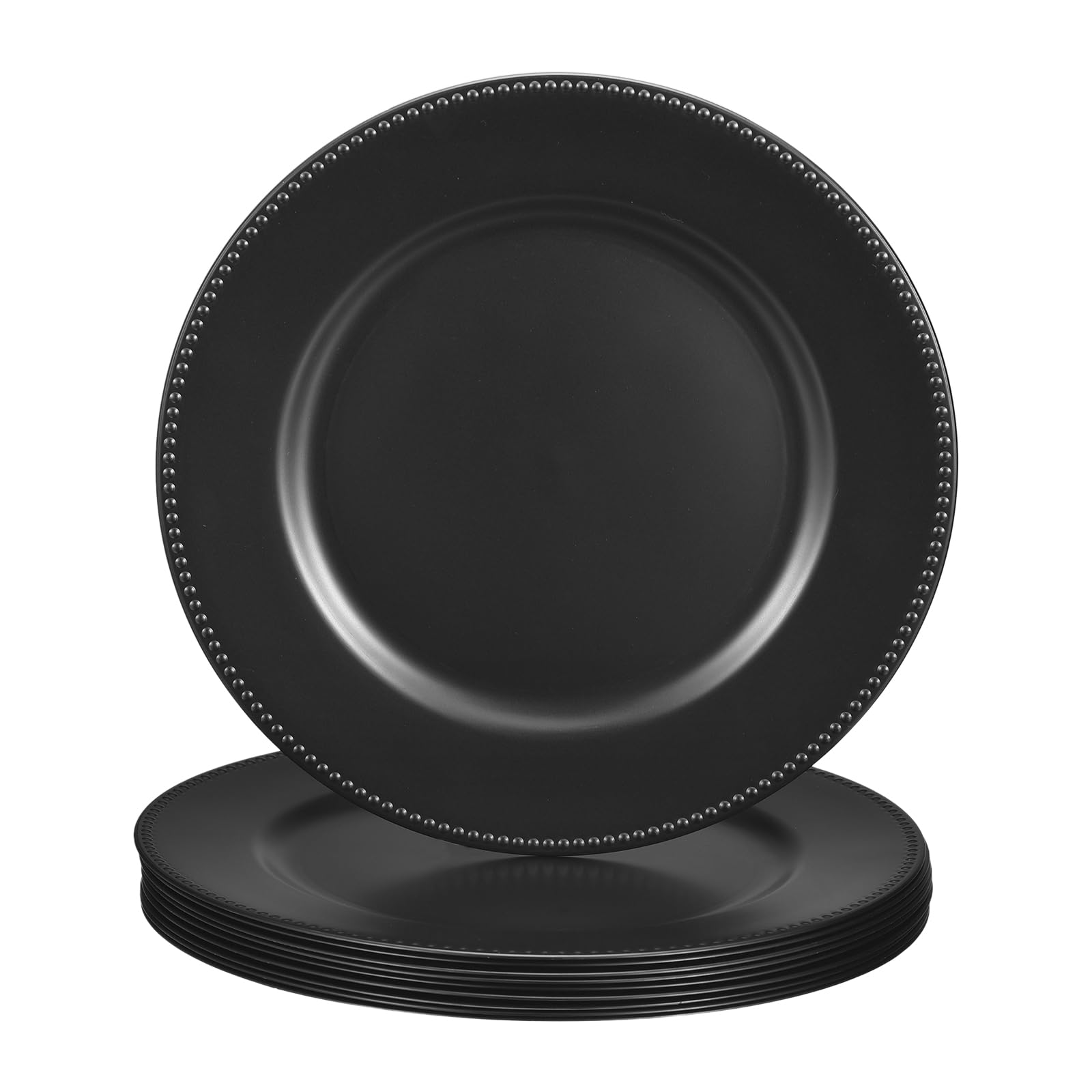 uxcell 10-Pack 13 Inch Black Plastic Charger Plates - Round Dinner Plates for Wedding, Party & Event Table Setting - Elegant Table Decor for Formal Dining & Special Occasions