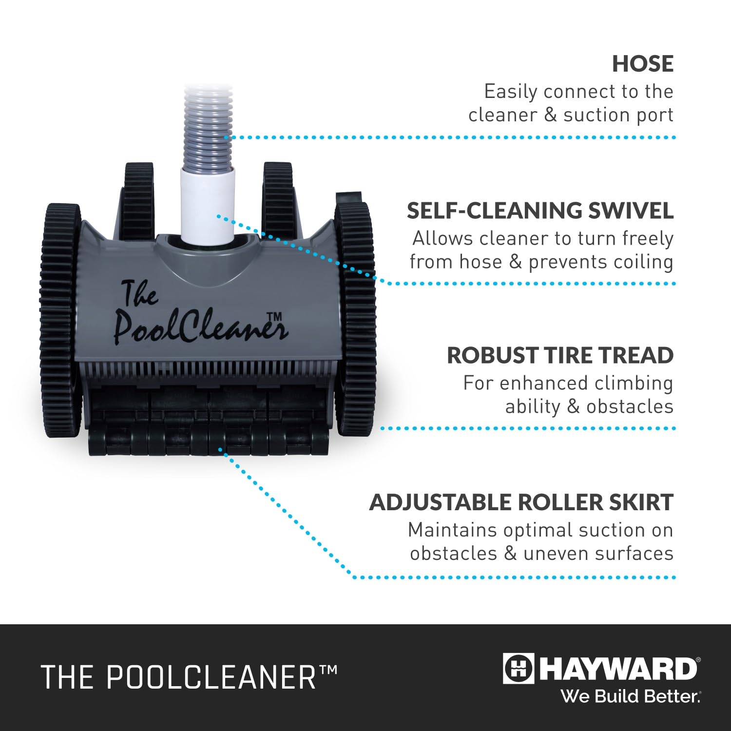 Hayward W3PVS20GST Automatic Suction Pool Cleaner for In-Ground Pools up to 20x40 ft - Efficient Robotic Pool Vacuum with Powerful Suction, Gray - Perfect for Cleaning Leaves, Debris & Dirt in Residential Swimming Pools