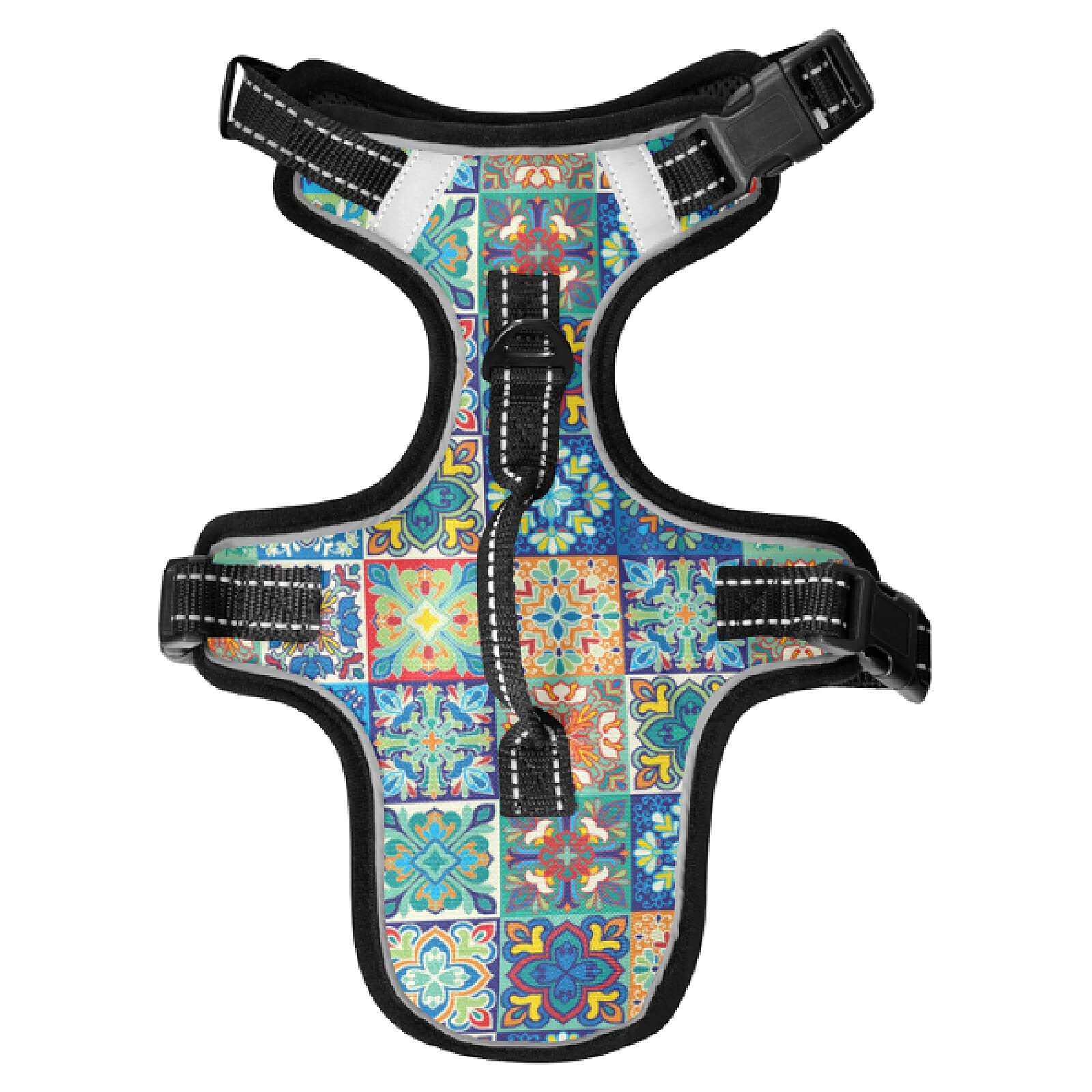 Mexican Talavera Dog Harness - No Pull Pet Vest with Reflective & Breathable Design for Small & Medium Dogs - Nylon Handle for Easy Control - Perfect for Walking, Running & Outdoor Adventures