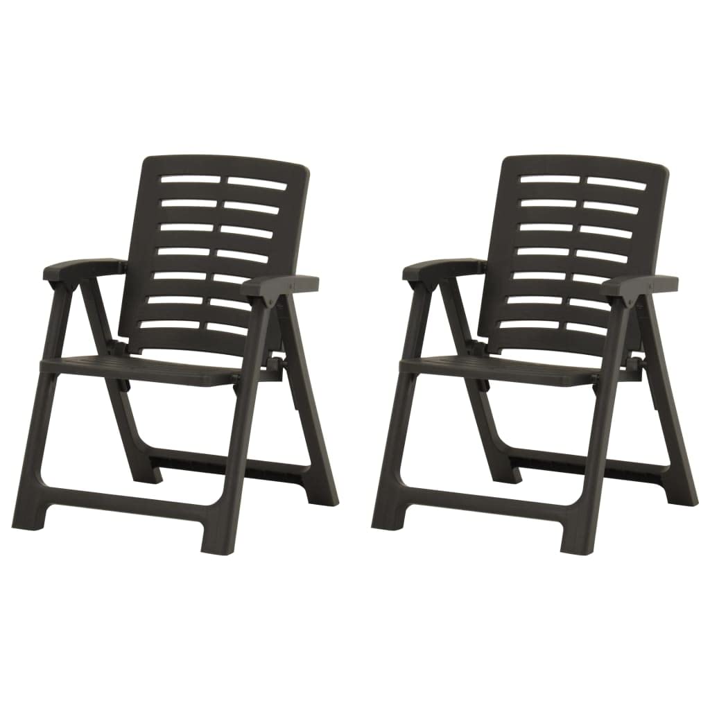 2-Pack Anthracite Plastic Outdoor Dining Chairs with Armrests - Durable Garden Chairs for Patio, Cafe, Yard & Outdoor Use - Perfect for Relaxing, Dining & Entertaining