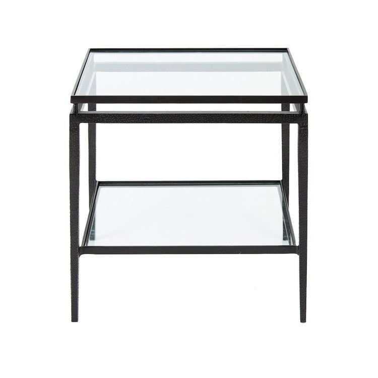 22 x 22 Inch Modern Accent Side Table in Black/Clear Glass - Perfect for Living Room, Bedroom, or Office Decor