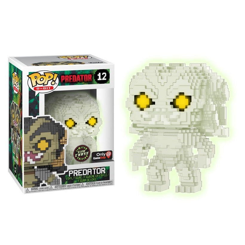 Funko Pop! 8 Bit Predator Glow in The Dark #12 Chase Edition - Limited Collectible Video Game Vinyl Figure for Gamers & Pop Culture Fans - Perfect for Display, Gifts, and Gaming Room Decor