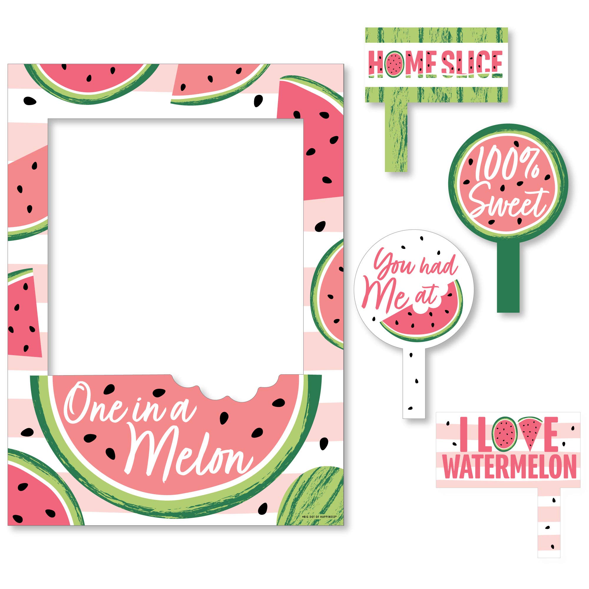 Sweet Watermelon Party Selfie Photo Booth Props & Picture Frame - Durable Printed Decor for Fruit Themed Events - Perfect for Birthdays, Baby Showers & Summer Parties