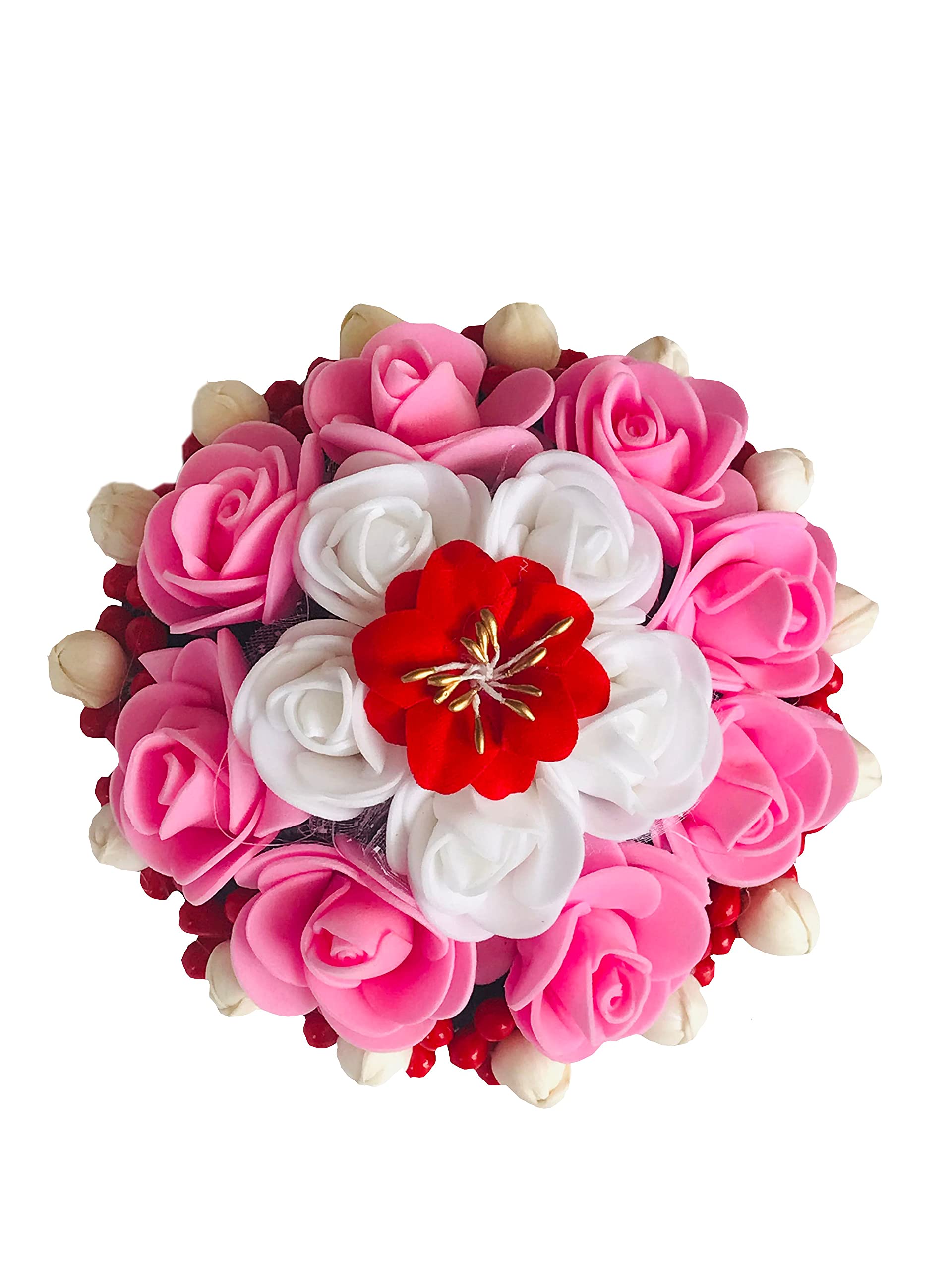 GuruEmbellish Artificial Flower Juda & Gajra Hair Accessories for Women & Girls - Multi Color Pack of 1 - Perfect for Weddings, Parties & Festive Occasions