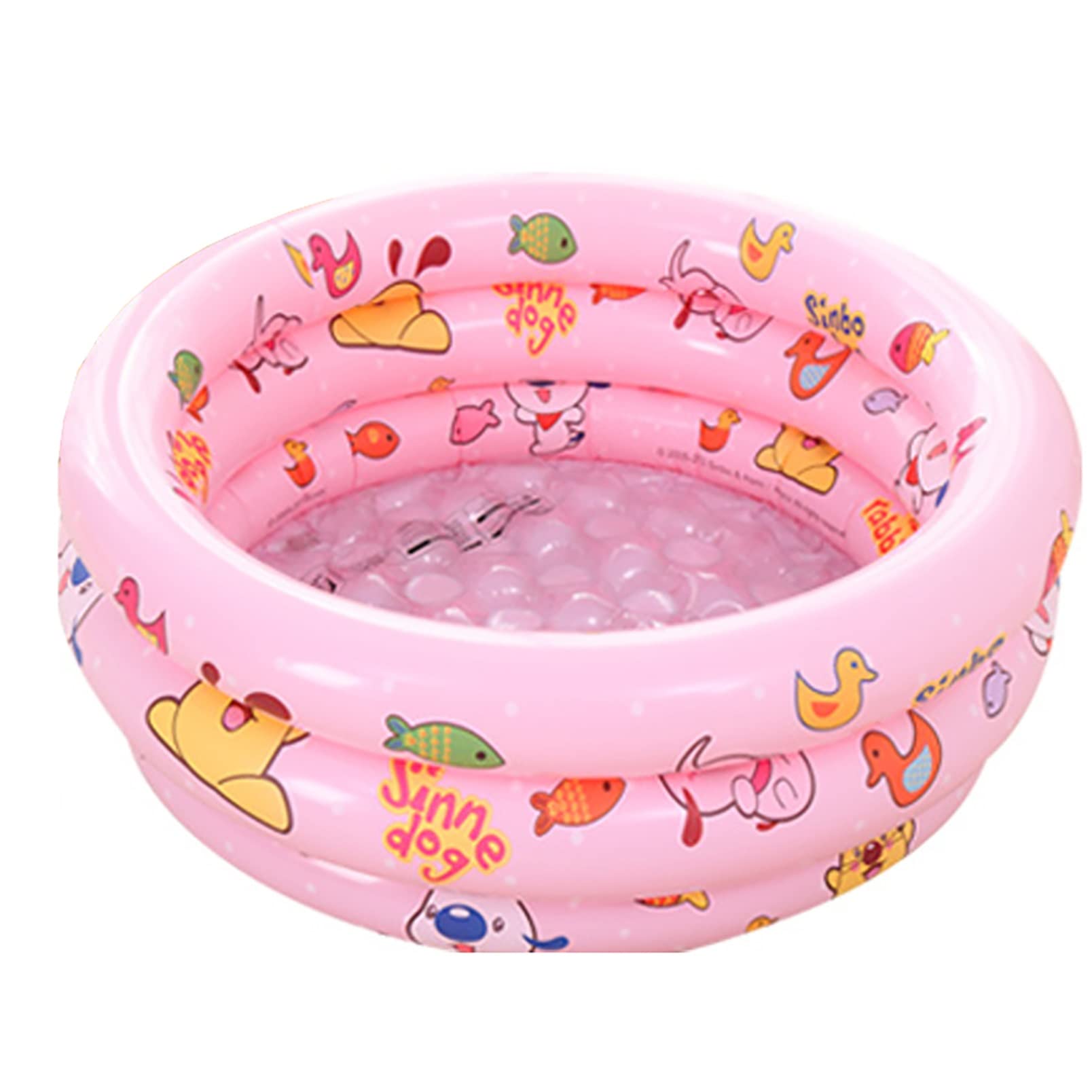 Inflatable Pool for Kids - 3 Ring Blow Up Toddler Pool with Round Padding, Ball Pit, Fishing & Toys Play Center - Pink (130x35cm) - Perfect for Outdoor Summer Fun, Backyard Play, and Water Games