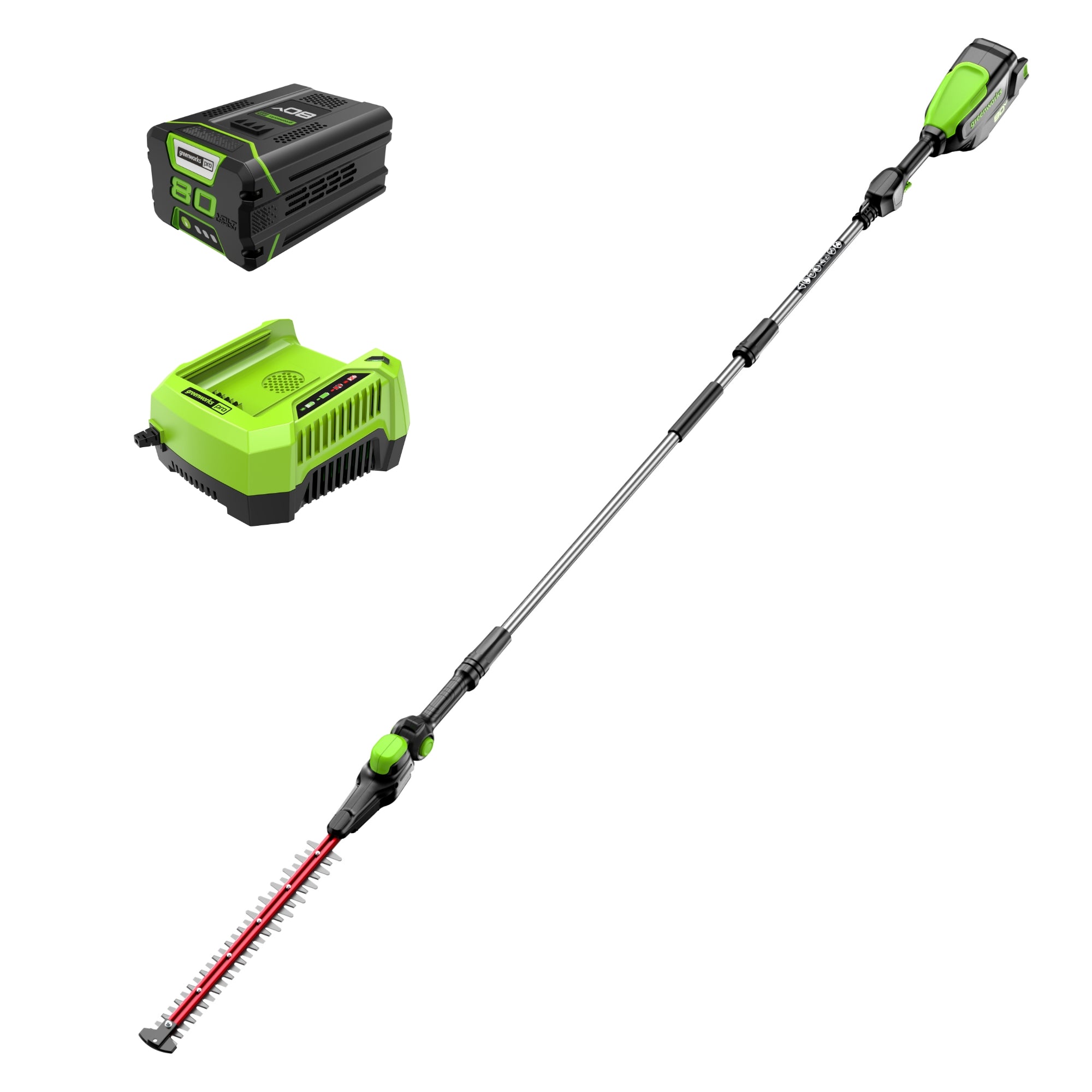 80V 20-Inch Cordless Battery Pole Hedge Trimmer - 1.2 Inch Cutting Capacity, 4000 SPM, with 2.0Ah Battery & Fast Charger - Perfect for Tall Hedges, Tree Branches, and Hard-to-Reach Landscaping