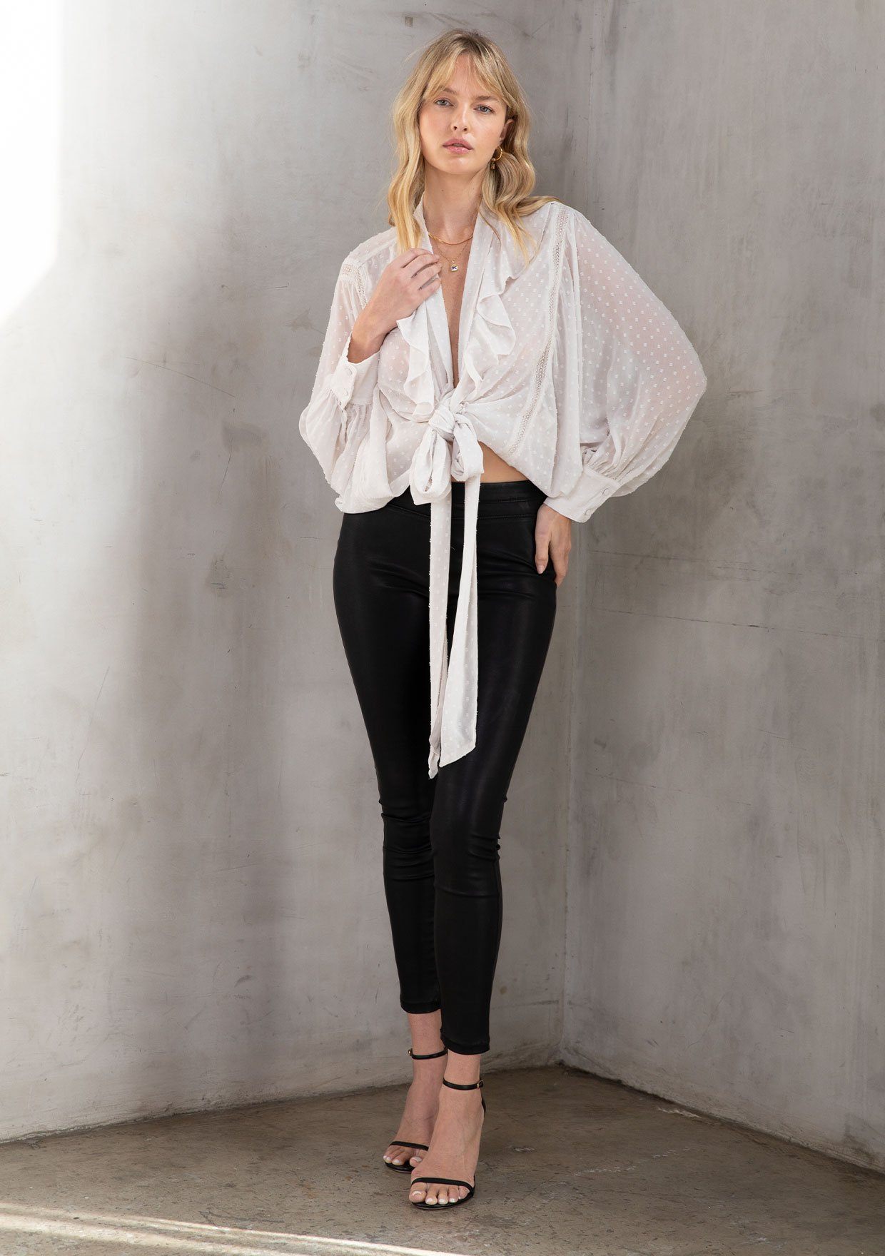 Celeste Chiffon Tie Front Blouse - Women's Elegant Sleeveless V-Neck Summer Tops for Casual Wear & Date Night Outfits