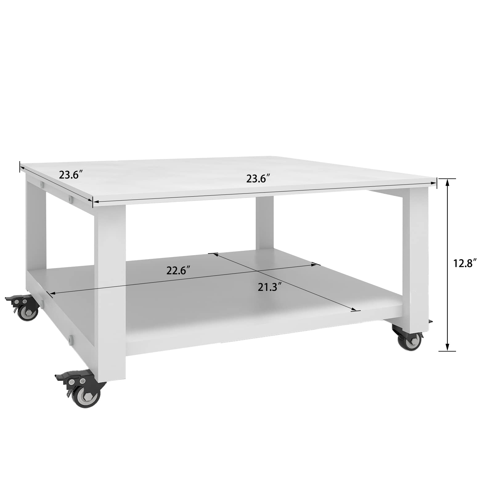 2-Tier Heavy Duty Rolling Laser Printer Stand with Paper Storage Shelf - 23.6