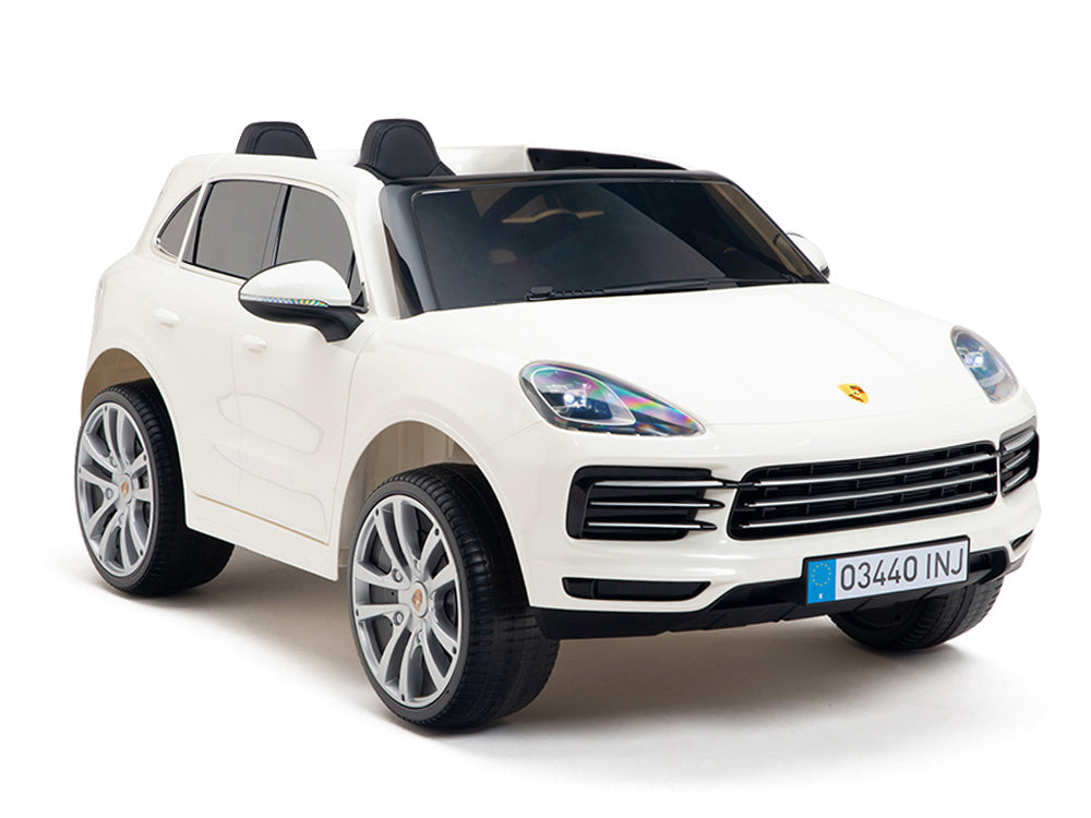 12V Porsche Cayenne Kids Electric Ride-On Car with Parent Remote Control - White - Perfect for Birthday Gifts, Outdoor Play & Driveway Fun