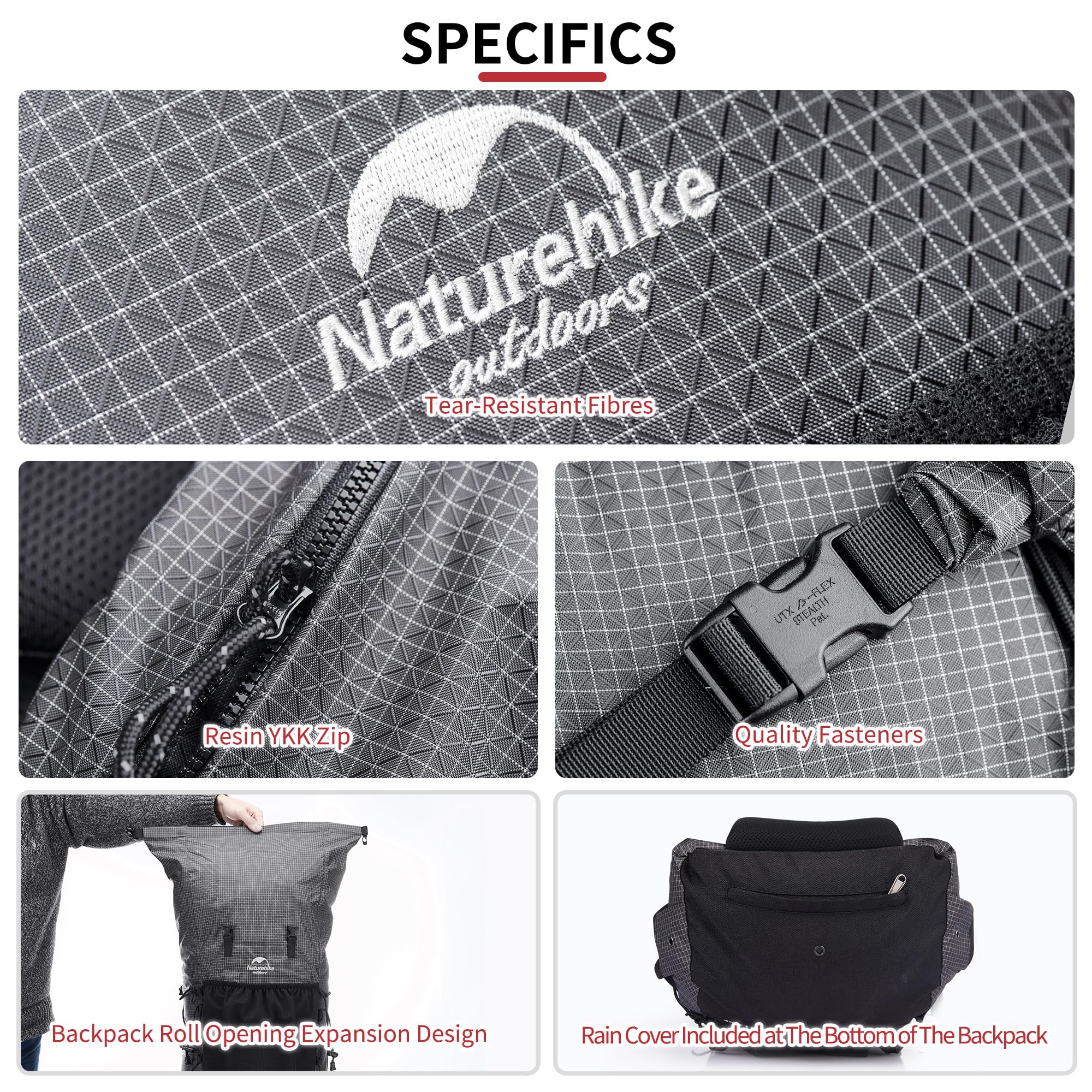 Naturehike Rocher 20L/45L/65L Internal Frame Hiking Backpack - Lightweight Waterproof Outdoor Camping Backpack for Men & Women - Perfect for Trekking, Traveling & Backpacking Adventures