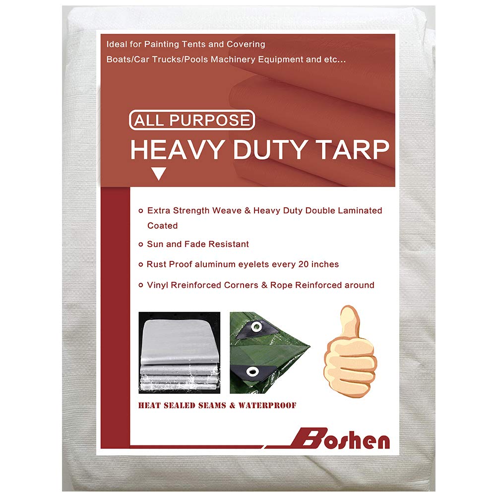 12 Mil 30x30FT Heavy Duty Waterproof Tarp Cover - Reinforced Edges, UV & Rip Resistant - Multi-Purpose Tarpaulin for Boat, RV, Canopy, Camping Tent, Shelter - Perfect for Outdoor Protection and Emergency Use