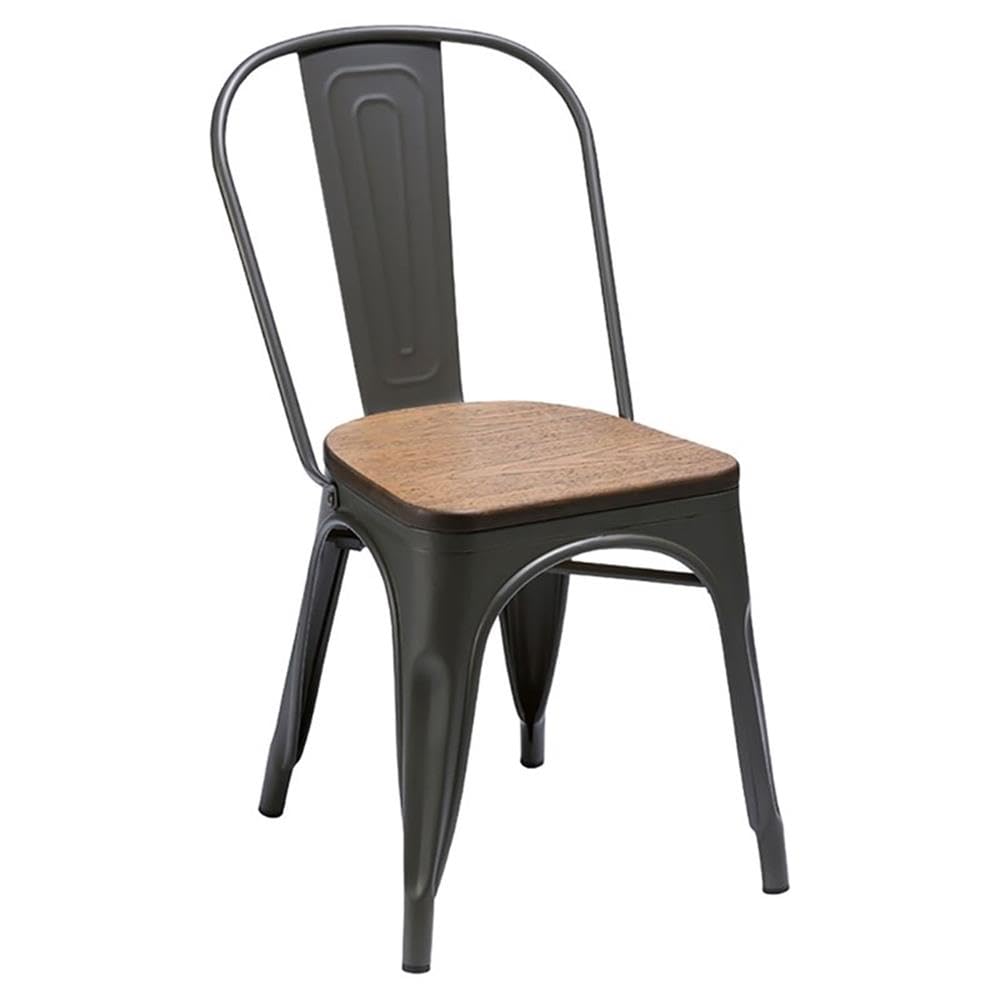 Pemberly Row Gray Metal Dining Chairs Set of 4 - Modern Kitchen & Dining Room Furniture for Home, Restaurant, Cafe, Office