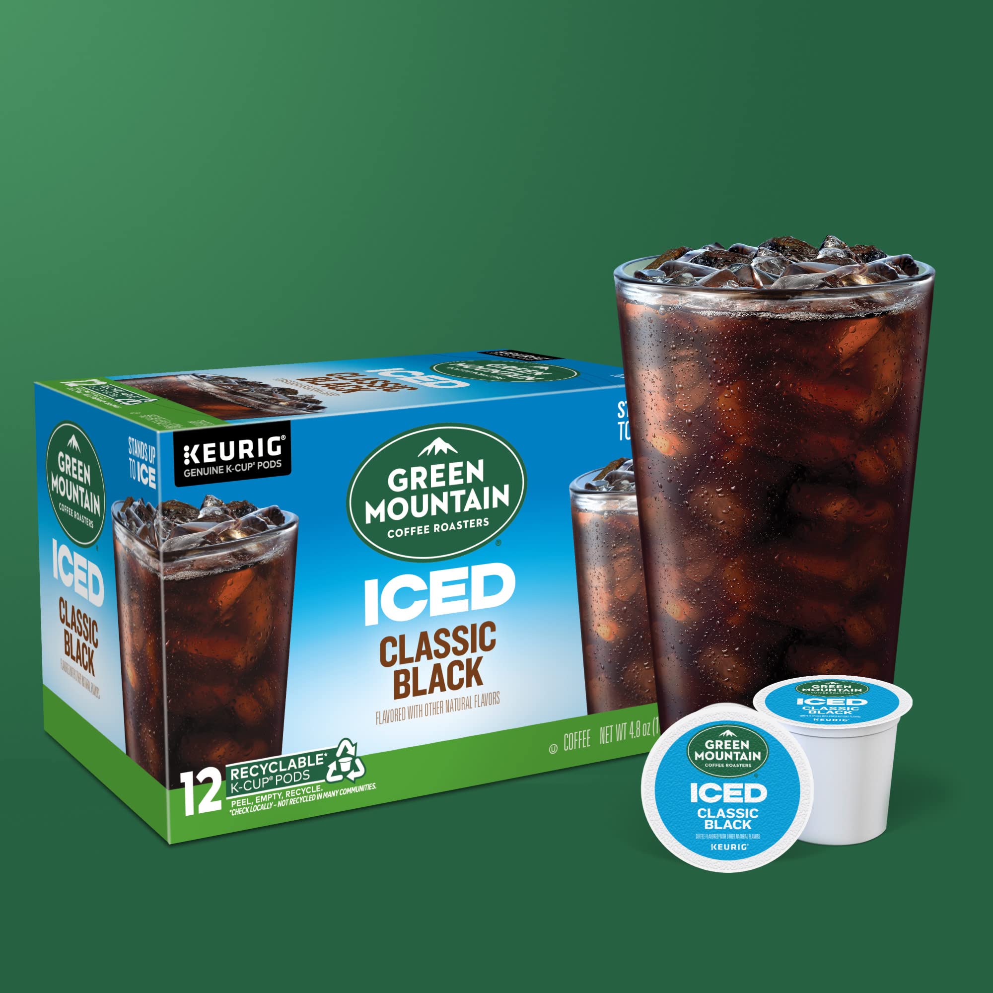 Green Mountain Coffee Roasters ICED Classic Black K-Cup Pods - Medium Roast Iced Coffee for Keurig Brewers (72 Count) | Perfect for Summer Refreshment, Office Break or Iced Coffee Lovers