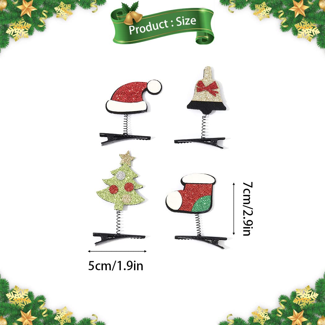 Santa Claus & Reindeer Christmas Hair Clips Set - Festive Holiday Hair Accessories for Women & Girls (4PCS) - Perfect for Christmas Parties, Family Gatherings & Holiday Photos