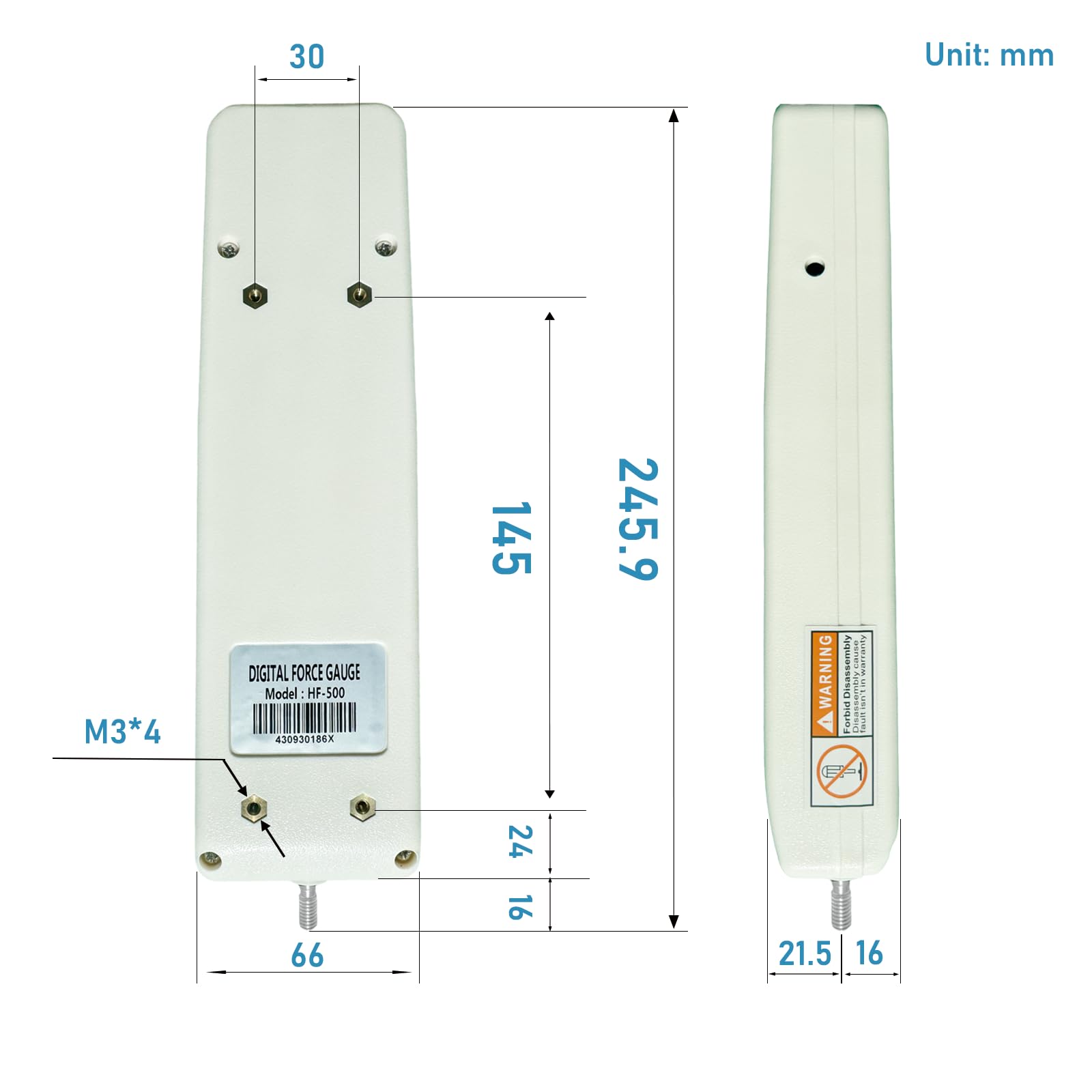 HF-5 Digital Push Pull Gauge Force Tester 5N Capacity with LCD Display - Perfect for Quality Control, Mechanical Testing & Laboratory Measurements