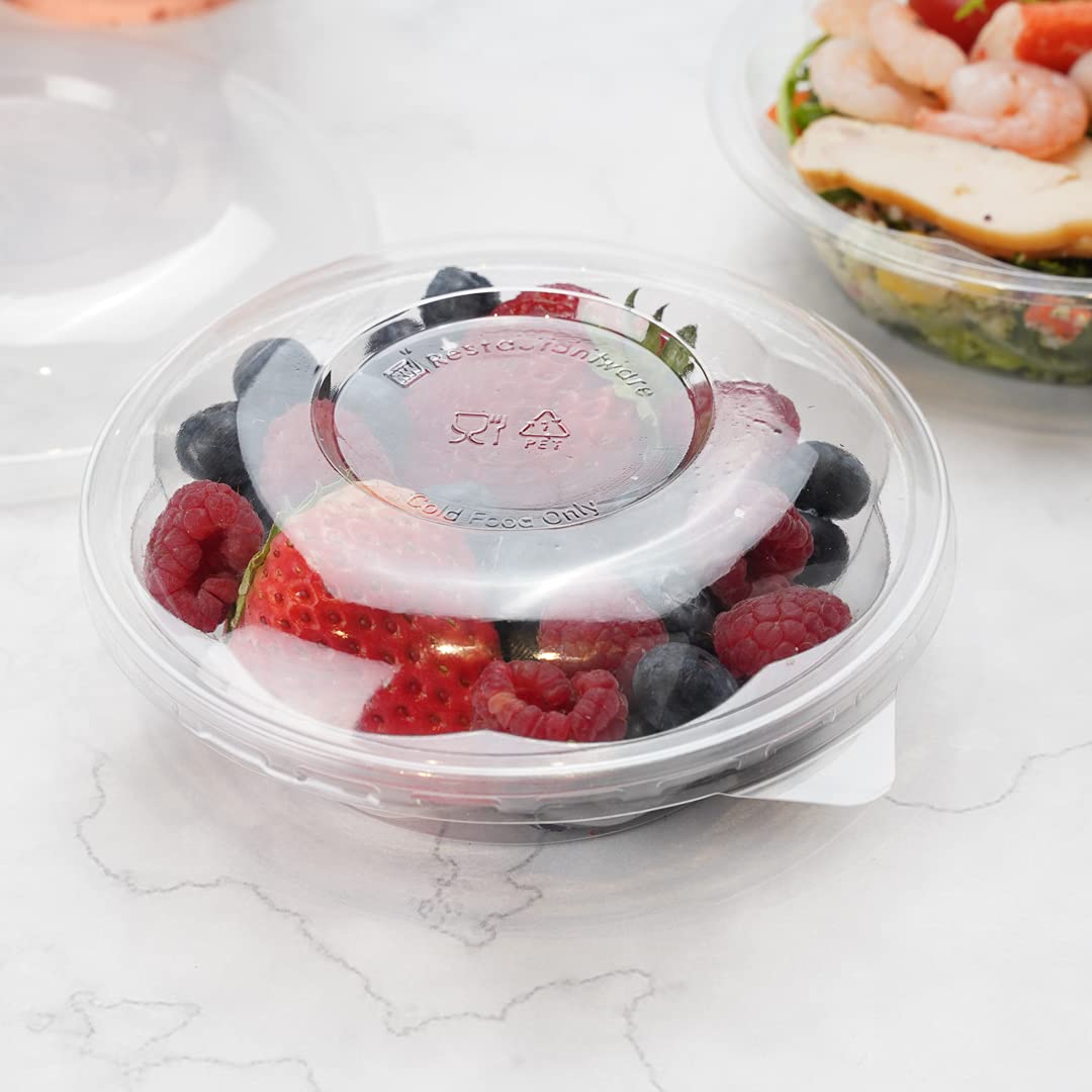 Restaurantware Thermo Tek 8oz Disposable Salad Bowls - 50 Pack Round Deli Containers | Crack & Leak Resistant, Eco-Friendly Clear Plastic Food Bowls for Cold Salads, Fruits, Meals | Lids Sold Separately | Perfect for Catering, Takeout & Meal Prep
