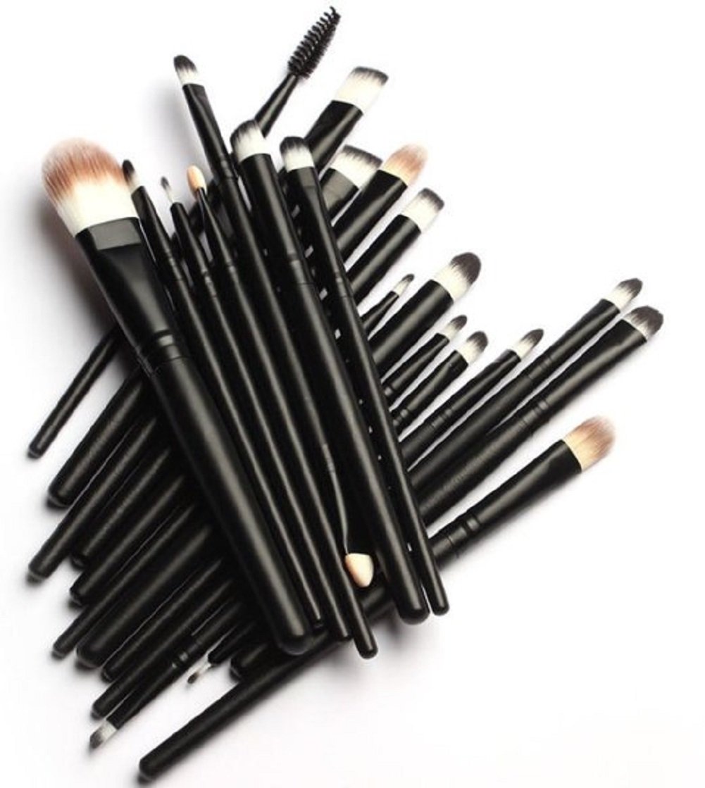 MELADY 20-Piece Professional Makeup Brush Set - Powder Foundation, Eyeshadow, Eyeliner & Lip Brushes - Black Cosmetic Brush Kit for Flawless Makeup Application - Perfect for Daily Use, Travel & Professional Makeup Artists
