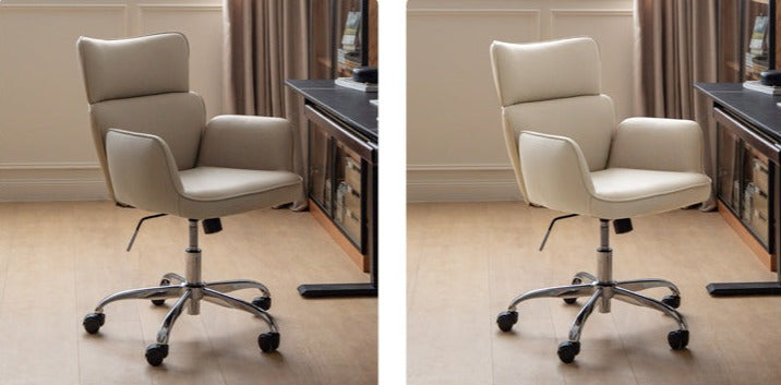 Premium Organic Leather Ergonomic Office Chair - Adjustable Height & Lumbar Support for Home & Workspace Comfort