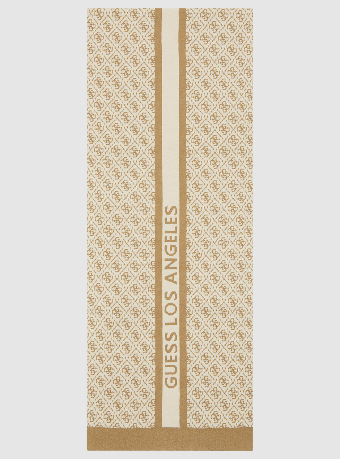 Beige Logo Knit Scarf for Women - Soft Winter Fashion Accessory - Perfect for Cold Weather & Stylish Outfits