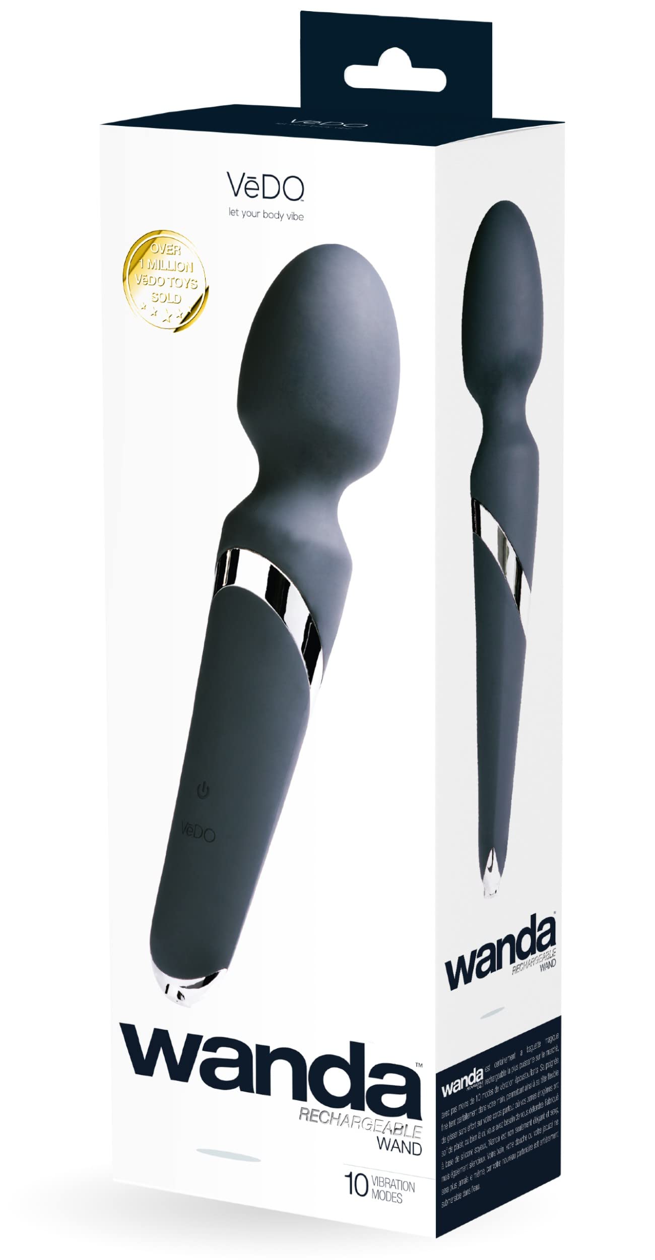 VeDO Wanda Rechargeable Massage Wand - Powerful Personal Massager for Muscle Relaxation & Pain Relief, Waterproof & Wireless (Black) - Perfect for Home Spa, Post-Workout Recovery & Stress Relief