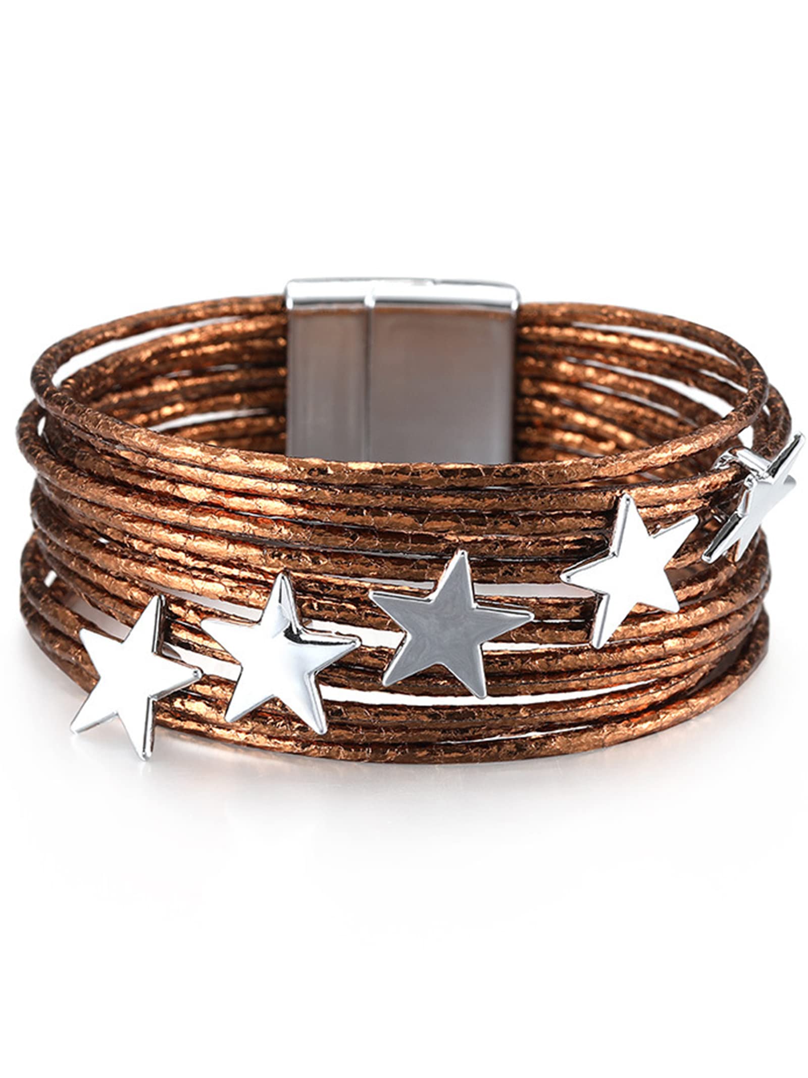 Boho Leather Wrap Bracelets for Women - Trendy Stackable Infinity Bracelets with Clasp, Adjustable Bangle Jewelry for Casual & Festival Wear