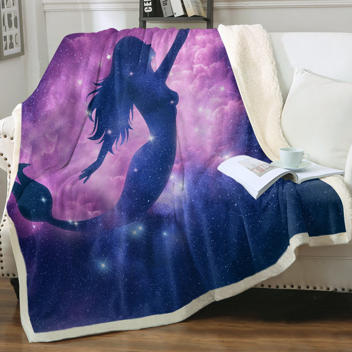 Mermaid Magic Soft Sherpa Blanket - Cozy Flannel Throw for Women & Kids - Perfect for Bed, Couch, Movie Nights & Gift Giving