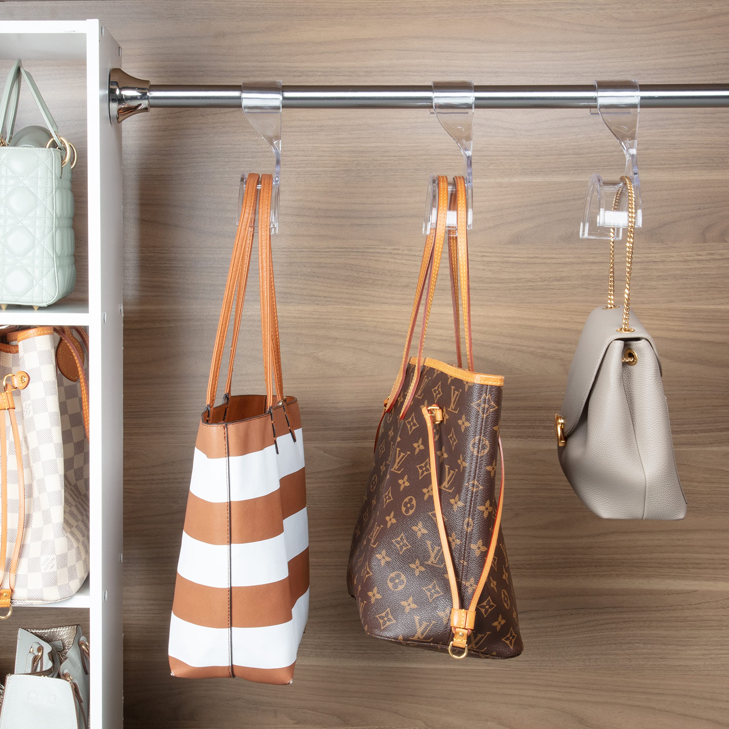 Premium Acrylic Handbag Hangers 10-Pack - Protect & Organize Luxury Purses - Non-Slip Shoulder Bag Hooks for Closet Display - Durable Purse Organizer with Handle Support - Perfect for Closet Organization, Boutique Storage & Handbag Collection Display