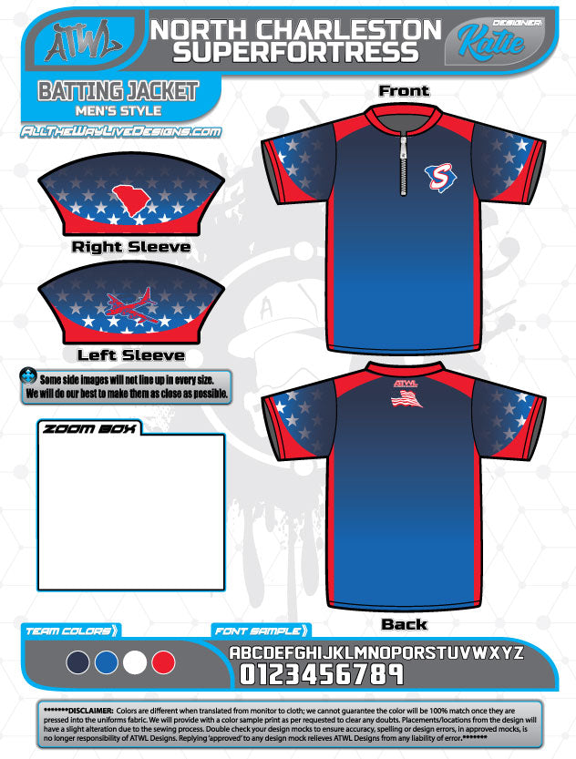 North Charleston Superfortress Batting Jacket - Premium Baseball Jacket for Men & Women - Perfect for Baseball Games, Training & Casual Wear