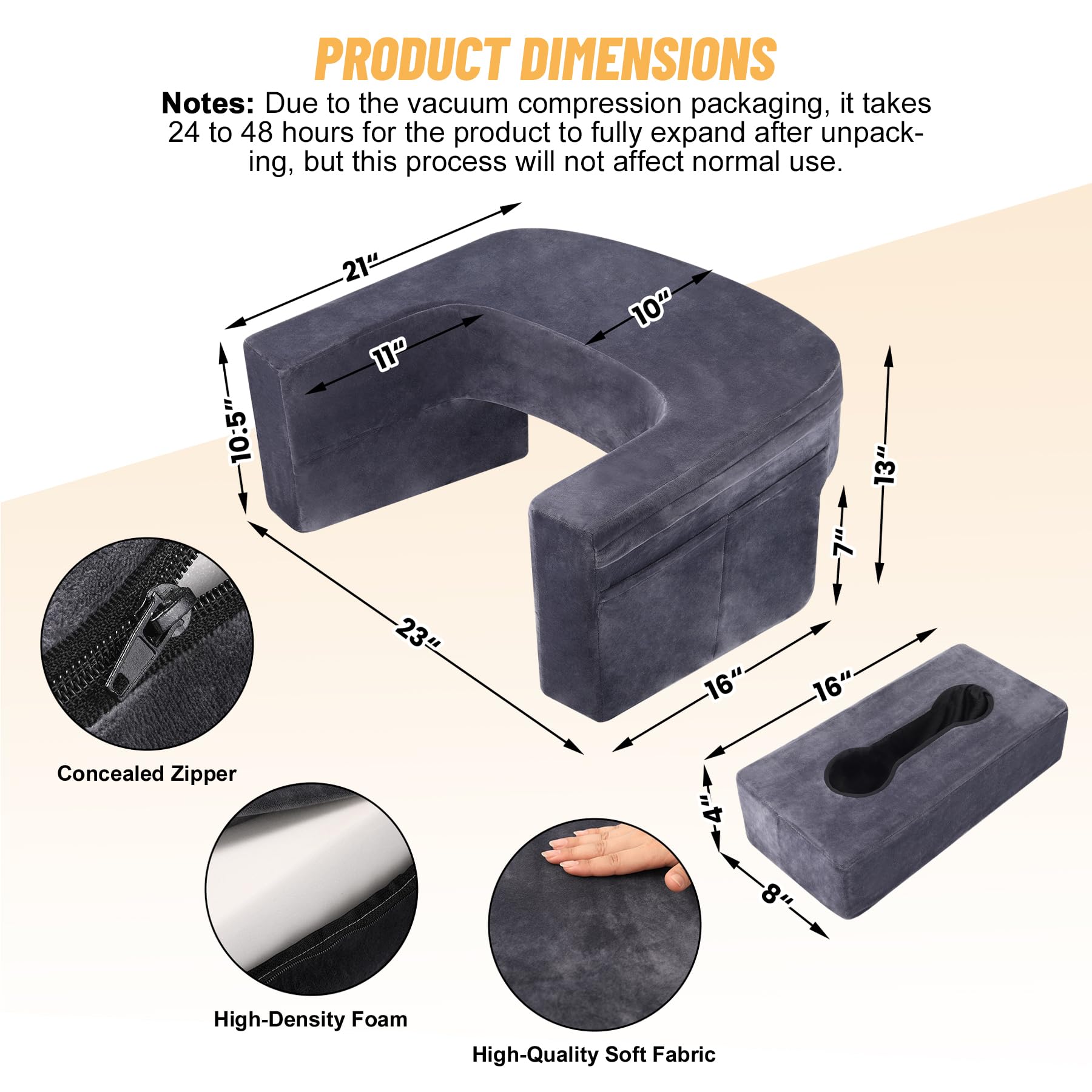 **Memory Foam Reading & Gaming Pillow for Adults - Lap Desk Pillow with Coaster, Soft Arm Rest Support for Bed, Floor, Sofa - Perfect for Reading, Working, Gaming & Relaxing (Grey)**