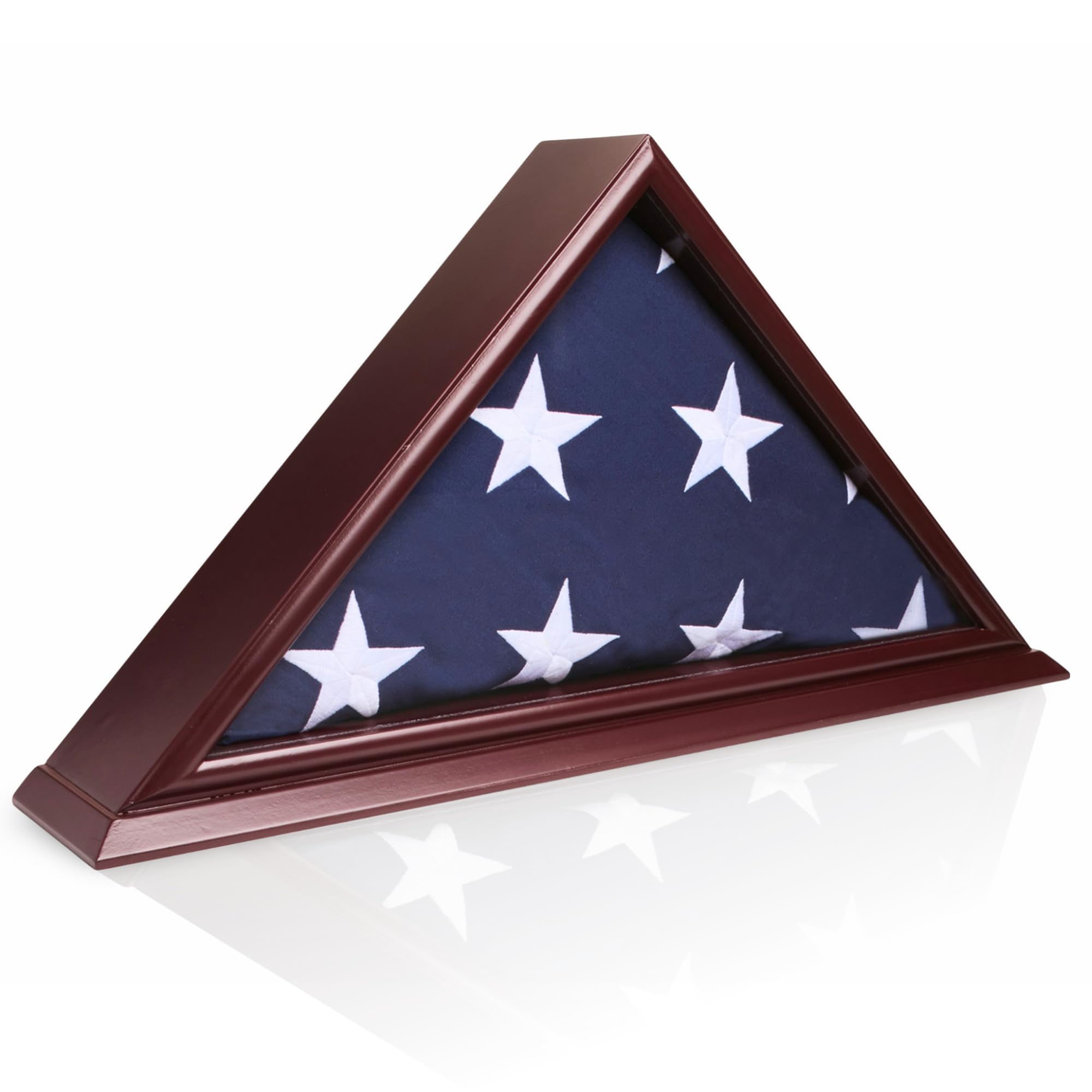 DECOMIL 5x9 American Veteran Burial Flag Display Case - Clear Glass Front, Solid Wood, Cherry Finish, Wall Mounted Shadow Box for Folded Flags - Perfect for Memorial Walls, Military Tribute Displays & Home Decor