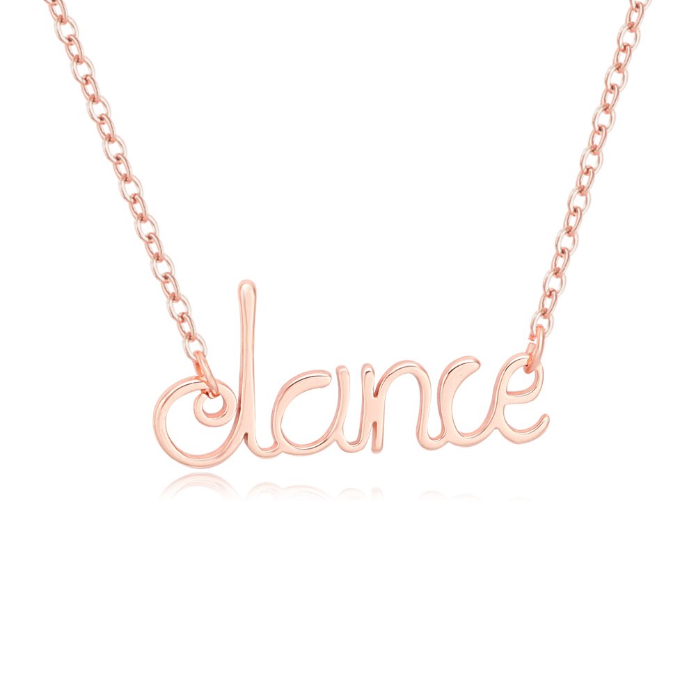MANZHEN Elegant Script Dance Pendant Necklace for Women - Perfect Gift for Dancers, Ballerinas & Special Occasions