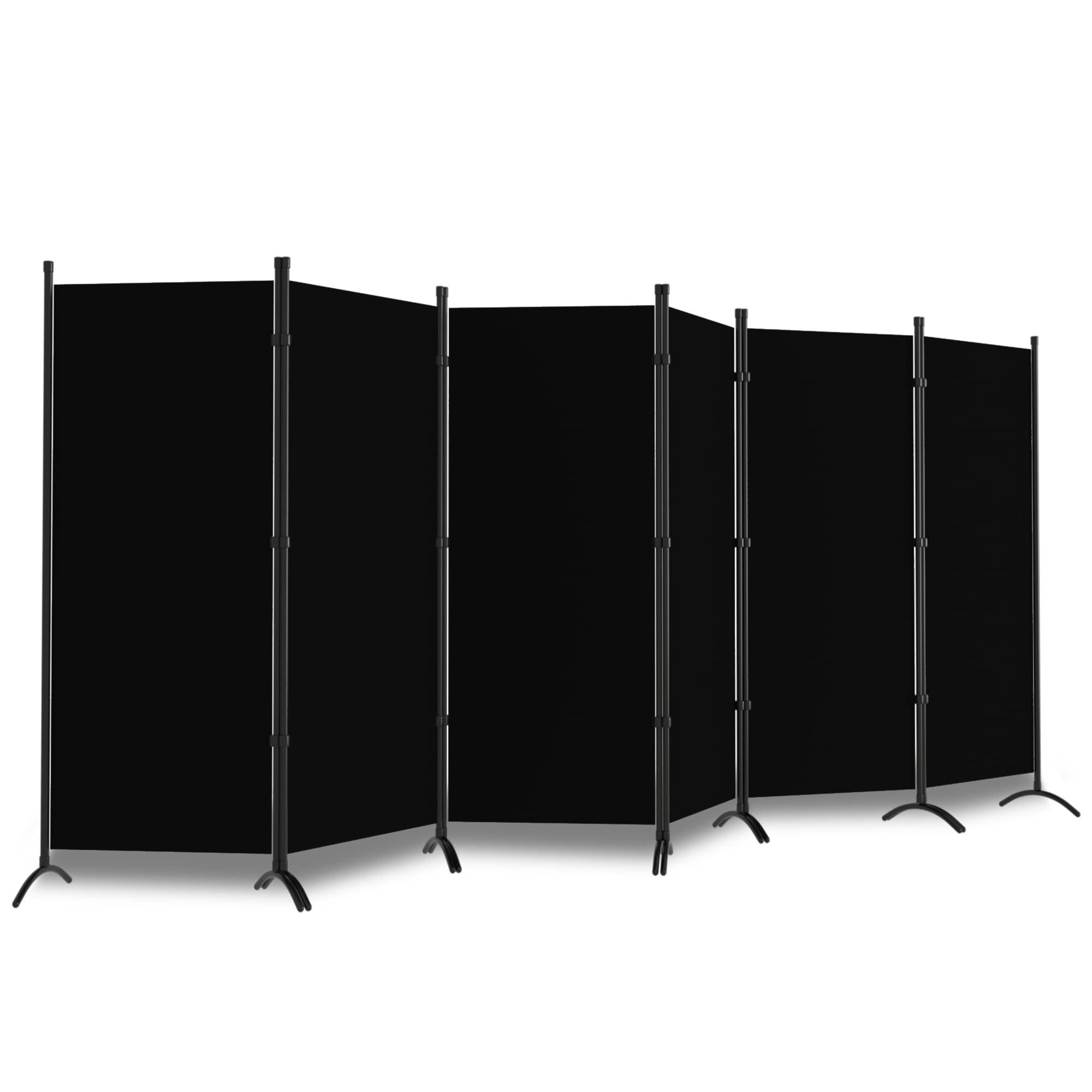 6 Panel Folding Room Divider Screen - 6FT Tall Freestanding Privacy Partition for Office, Bedroom & Living Room - Portable Black Fabric Wall Divider (200