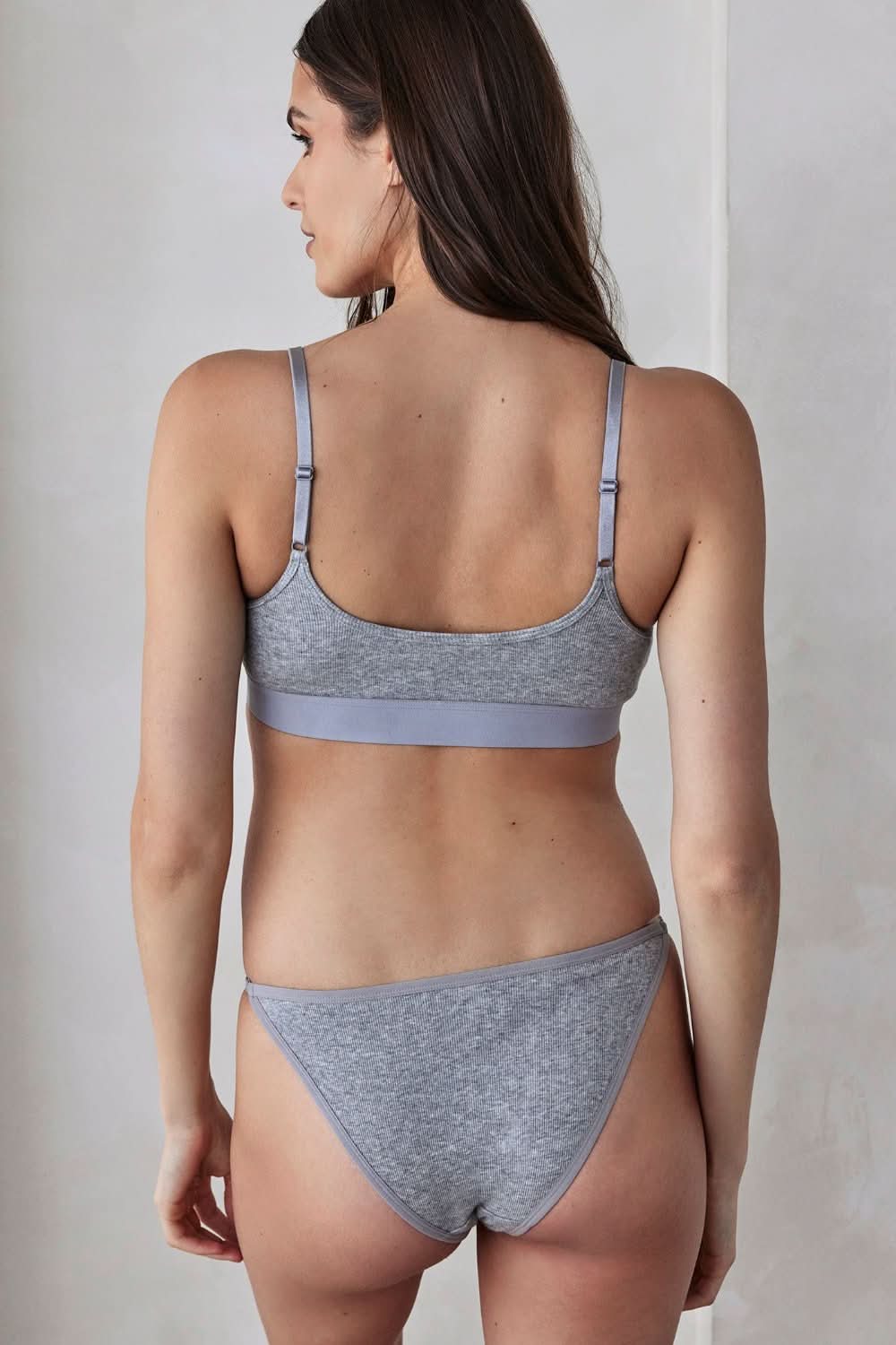Soft Cotton Rib Bralette - Comfortable Wireless Bra for Women in Heather Grey | Perfect for Yoga, Lounge & Everyday Wear