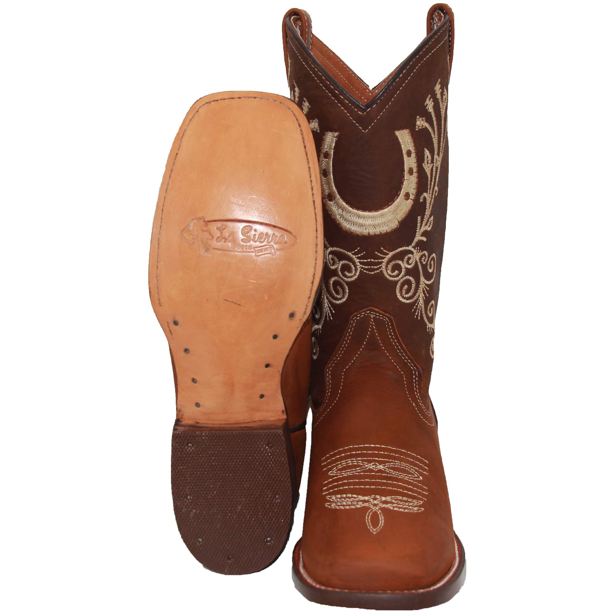Women's Brown Leather Western Boots - Square Toe Embroidered Cowboy Boots for Women | Perfect for Country Rides, Rodeos & Western Fashion