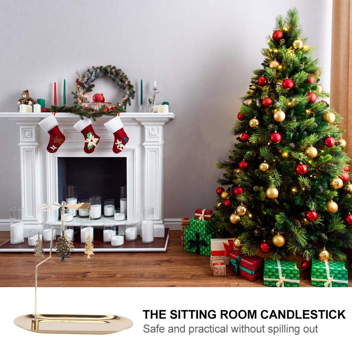 ABOOFAN Christmas Tree Tray Candle Holder - Festive Rotating Candle Stand with Iron Base for Holiday Decor, Aromatherapy & Tabletop Display - Perfect for Xmas Home Decor, Party Centerpiece & Relaxing Ambiance